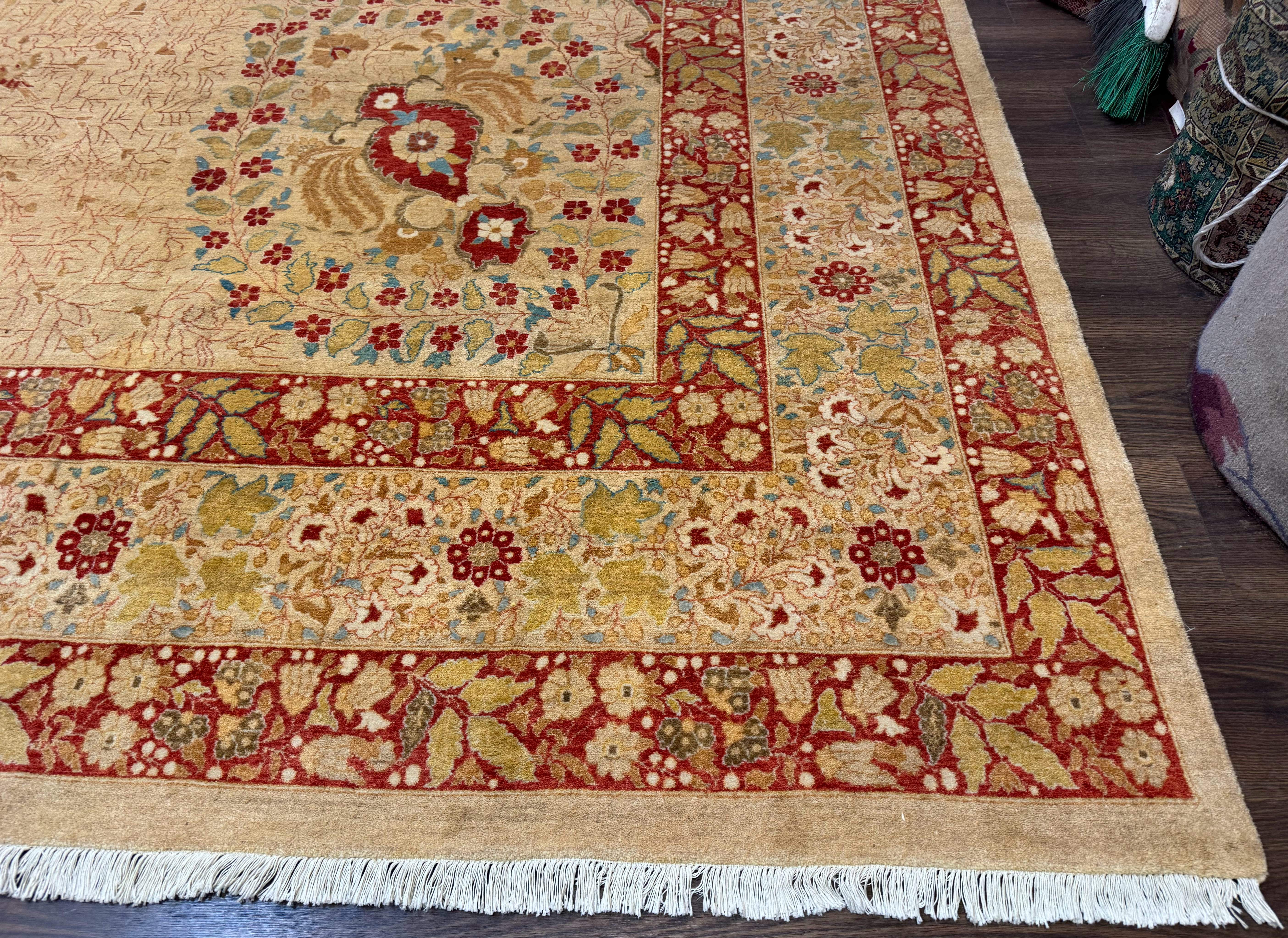 Palace Size Pak Persian Rug 13x17, Haji Jalili Design, Beige and Rust, Wool Hand Knotted, Fine 260 KPSI - Image 9
