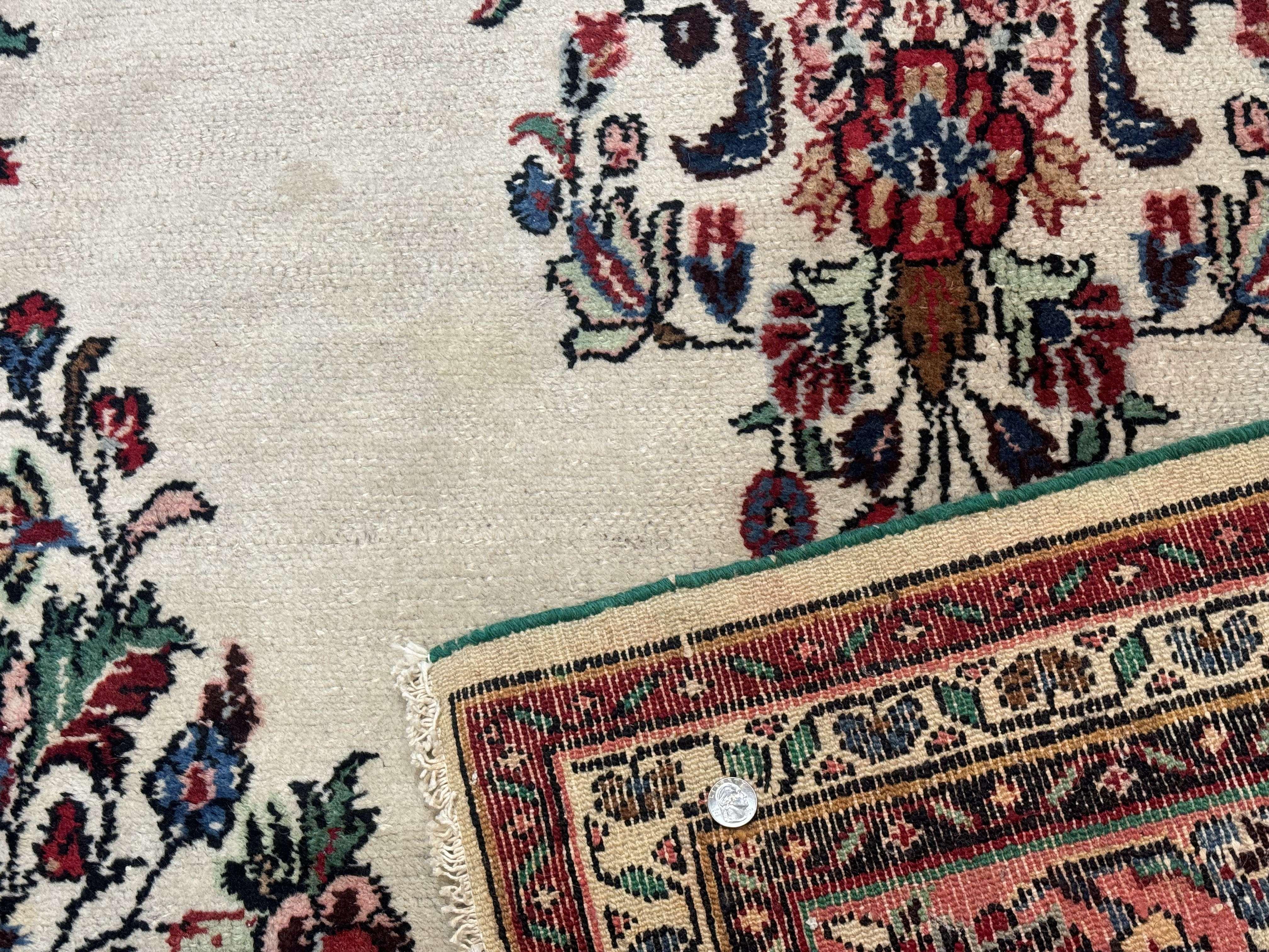 Palace Size Persian Rug 10 x 21 ft, Antique Hamadan Bibikabad Carpet, Handmade Antique Wool Oversized Rug, Ivory, Semi Open Field - Image 10
