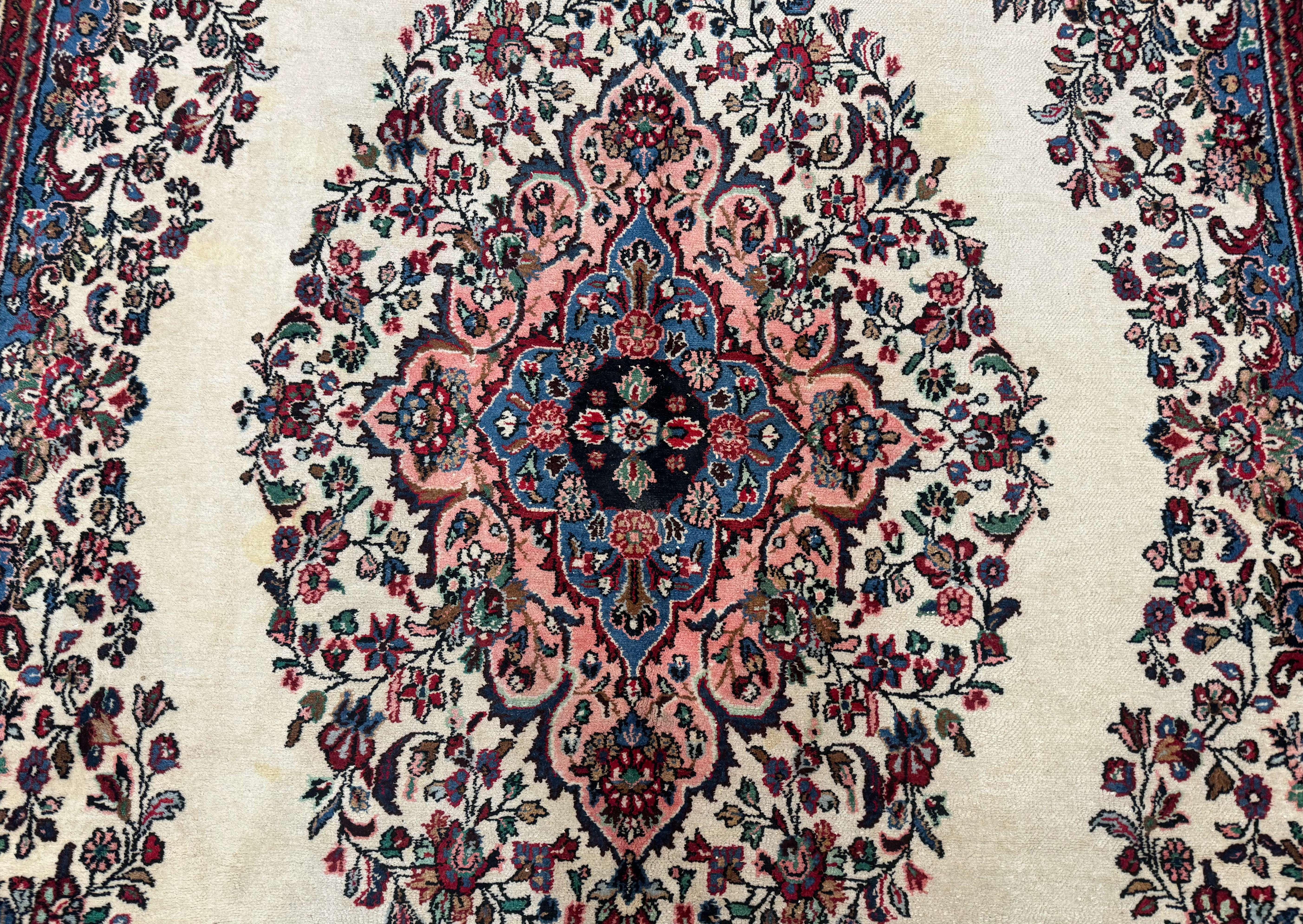 Palace Size Persian Rug 10 x 21 ft, Antique Hamadan Bibikabad Carpet, Handmade Antique Wool Oversized Rug, Ivory, Semi Open Field - Image 4
