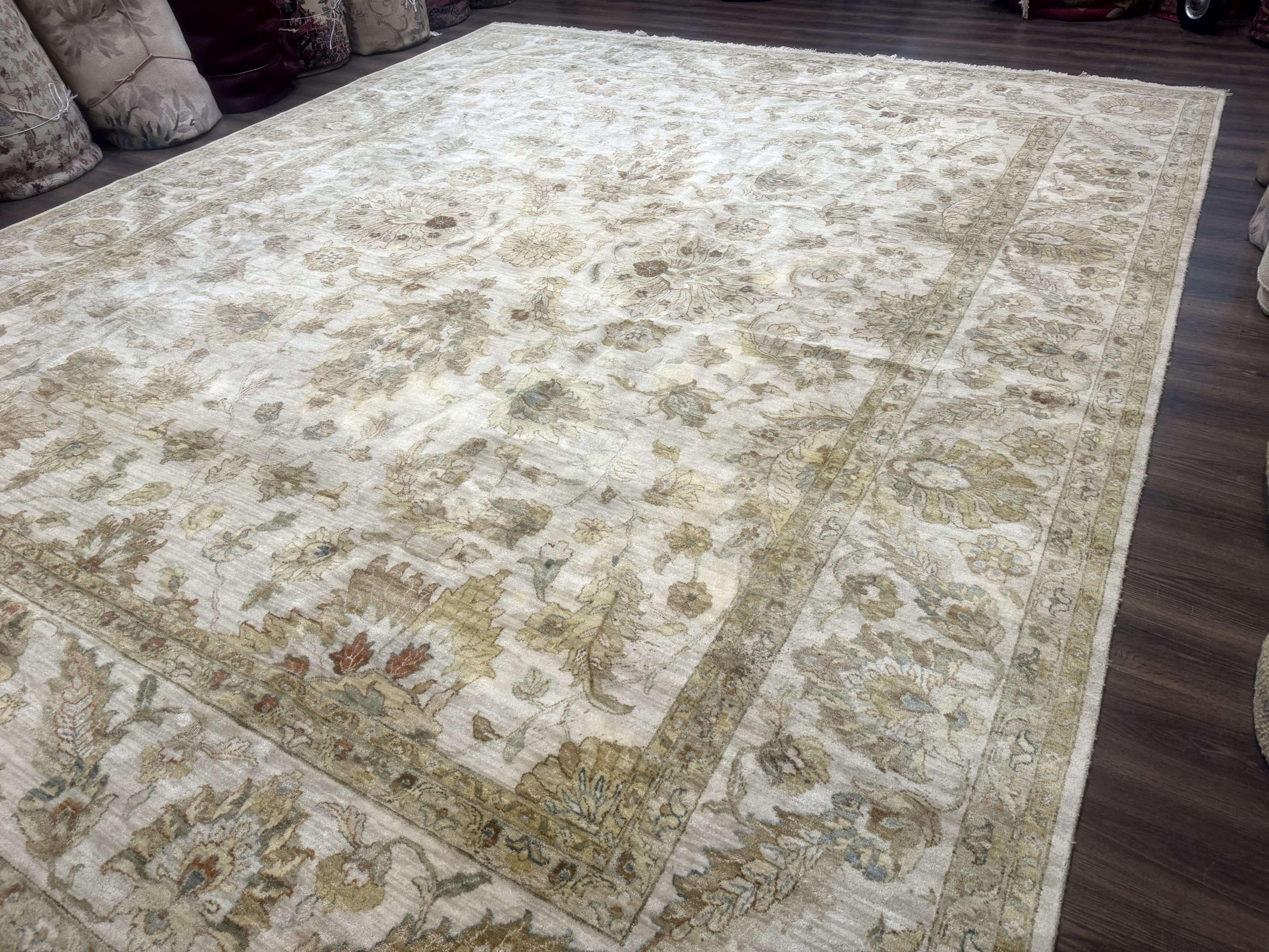 Palace Size Rug 12x15, Neutral Light Colors, Oat, Peshawar Chobi Oushak Rug, Handmade Wool Rug - Image 2