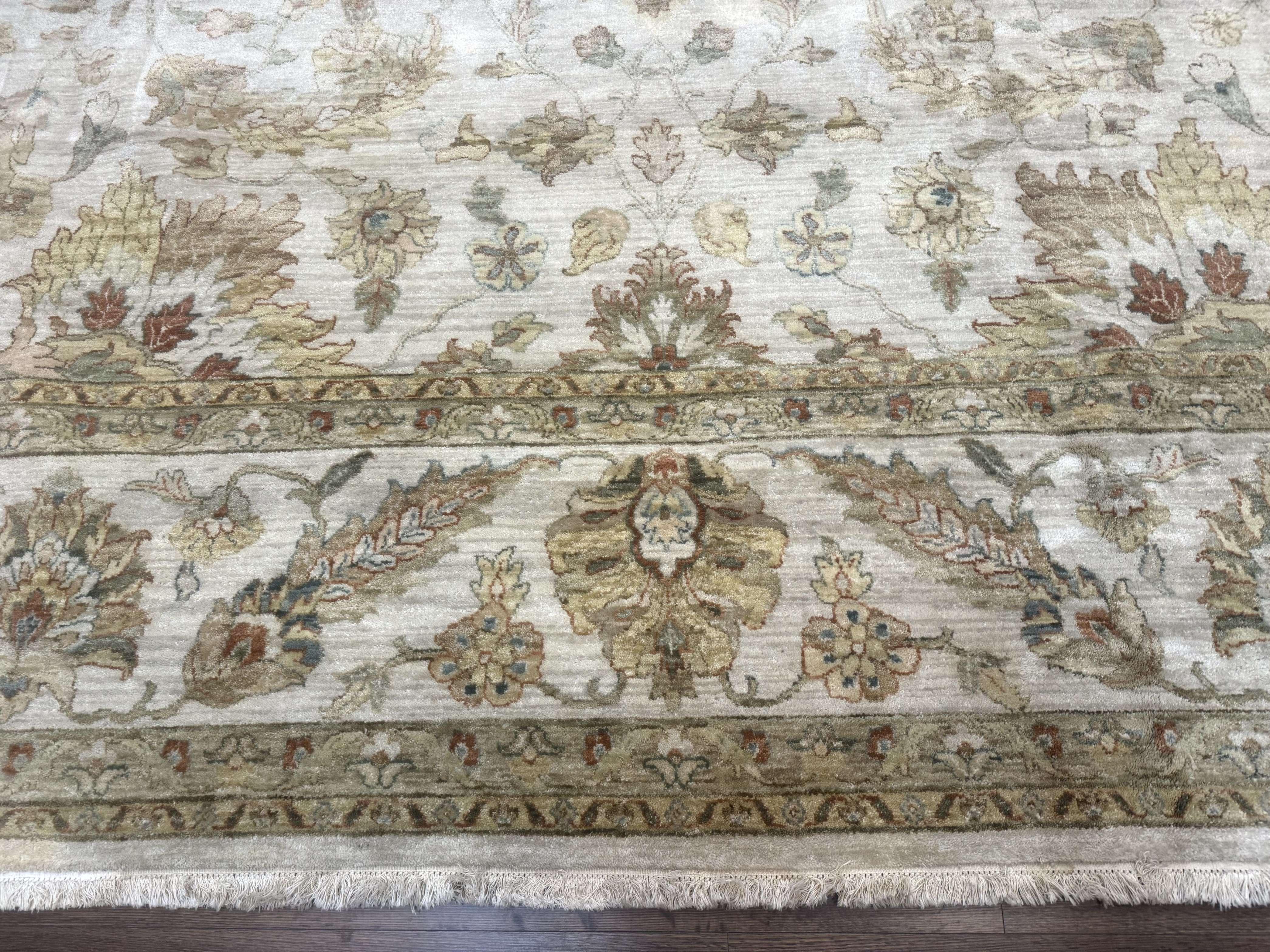 Palace Size Rug 12x15, Neutral Light Colors, Oat, Peshawar Chobi Oushak Rug, Handmade Wool Rug - Image 5