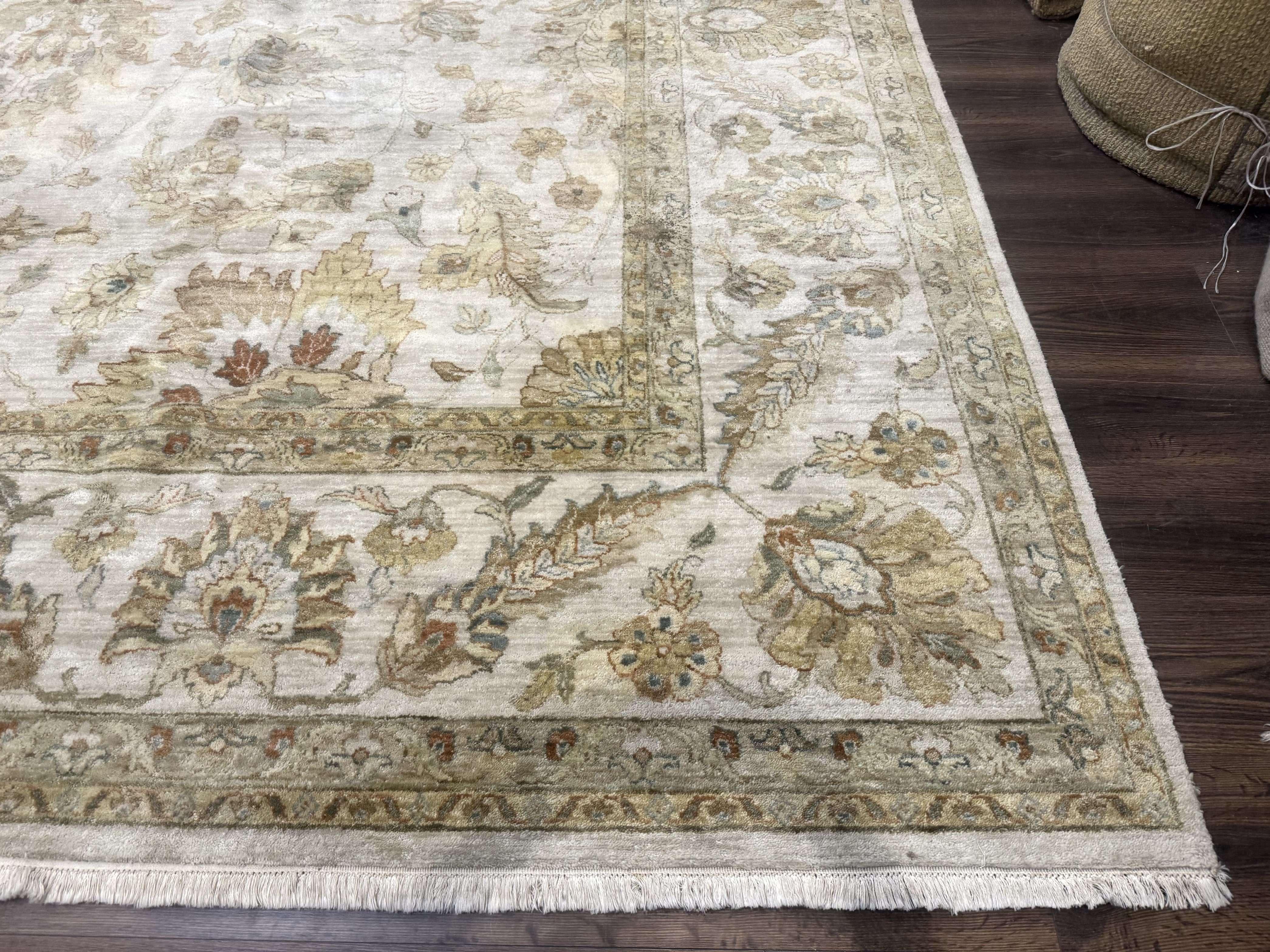 Palace Size Rug 12x15, Neutral Light Colors, Oat, Peshawar Chobi Oushak Rug, Handmade Wool Rug - Image 9