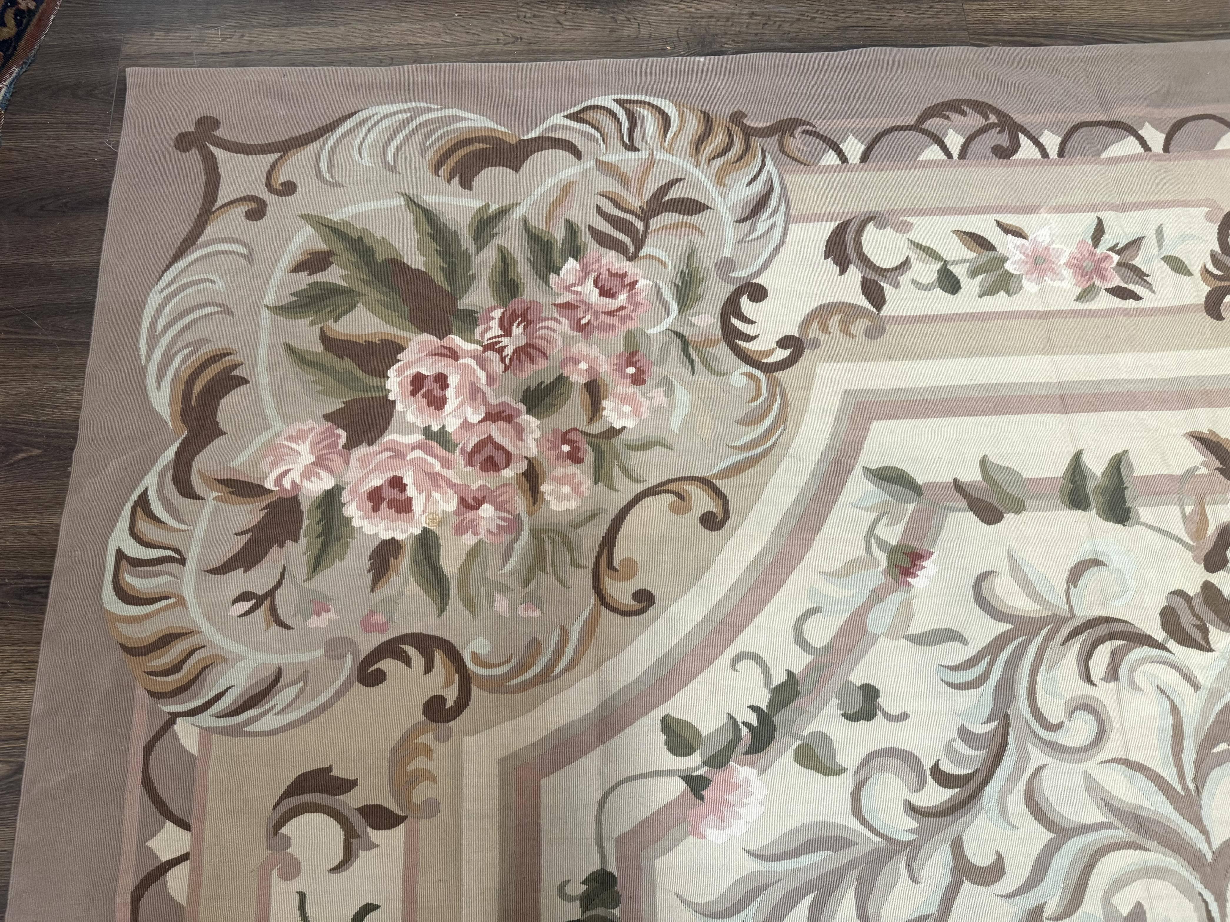 Palace Sized Aubusson Rug 13 x 20, Flatweave Aubusson Weave, Oversized Rug, European French Elegant Design - Image 6