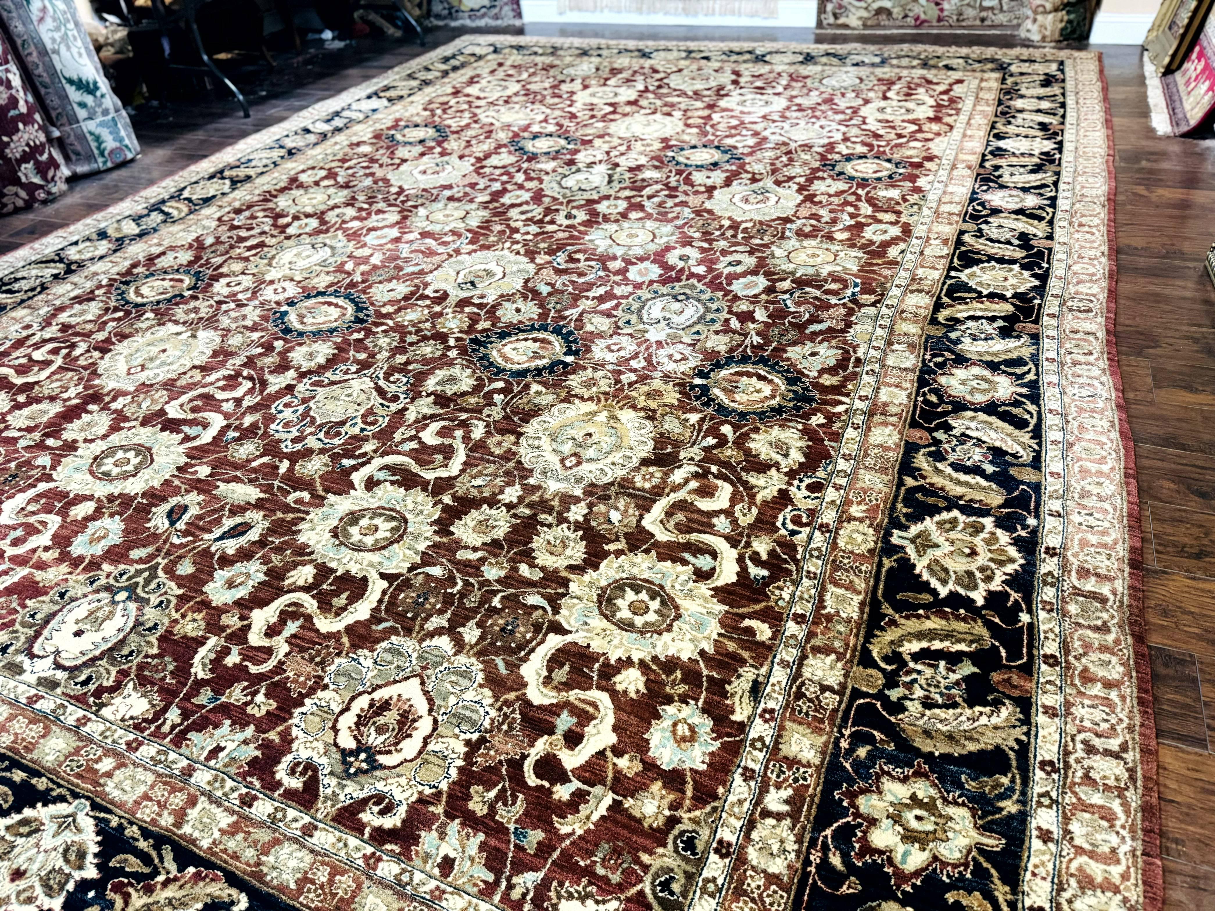 Palace Sized Indian Agra Rug 12x17, Wool Handmade Floral Allover Carpet - Image 2