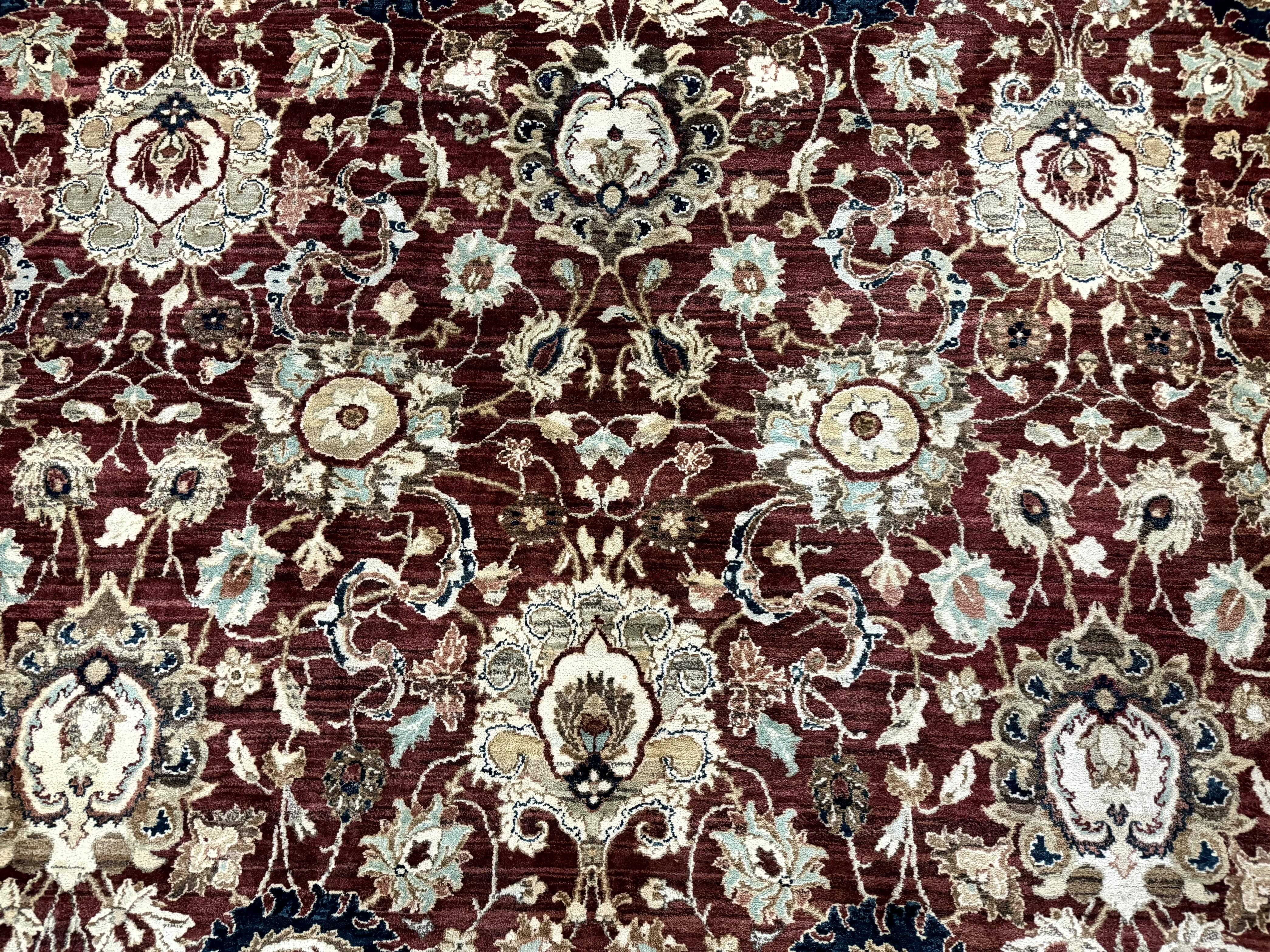 Palace Sized Indian Agra Rug 12x17, Wool Handmade Floral Allover Carpet - Image 4