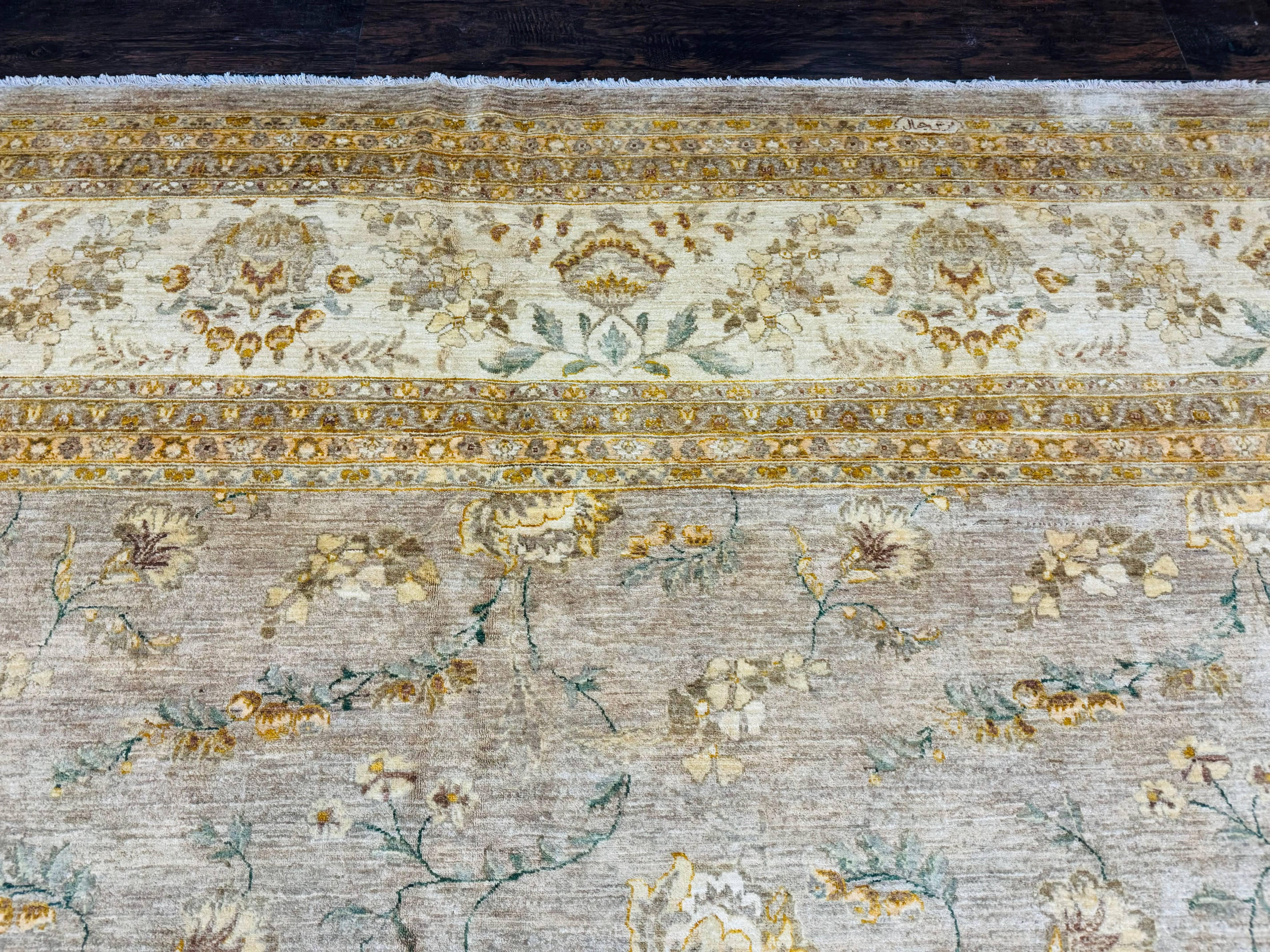 Palace Sized Rug 11x18, Handmade Wool Oversized Persian Carpet 11 x 18 ft, Gray-Taupe, Beige-Cream, Floral, Large Hand Knotted Area Rug - Image 2