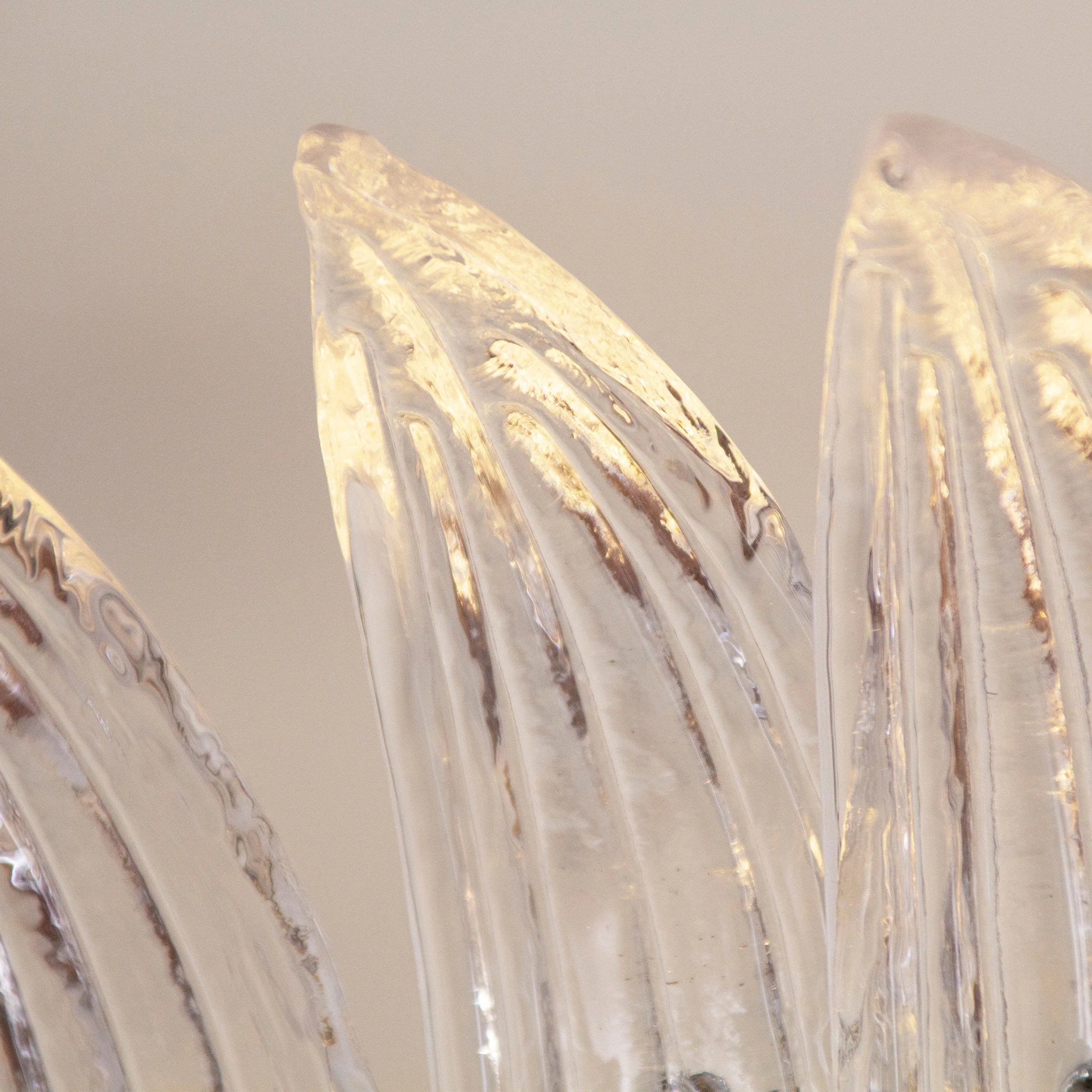 Palm Leaves Murano Transparent Glass Chandelier - Image 10
