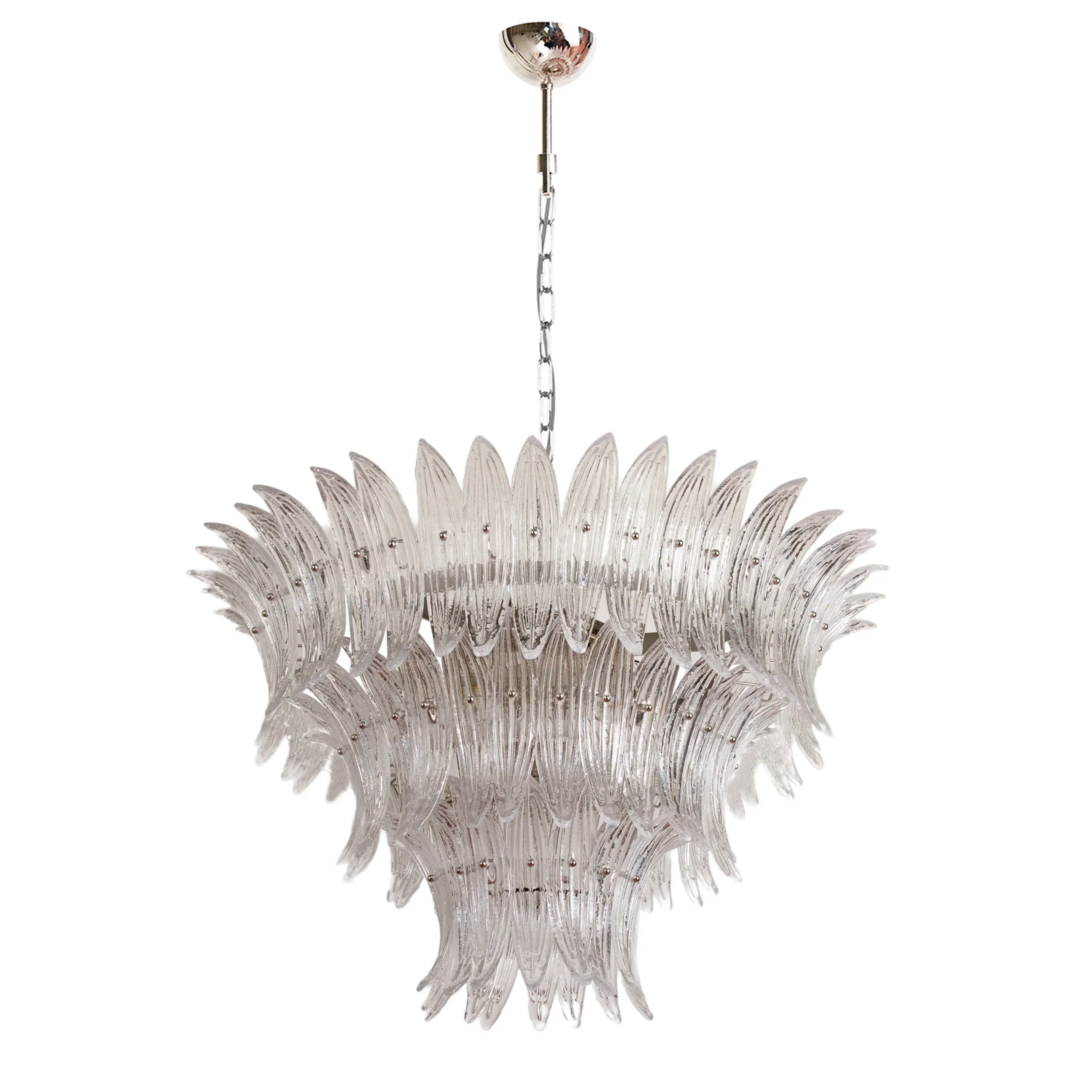 Palm Leaves Murano Transparent Glass Chandelier - Image 15