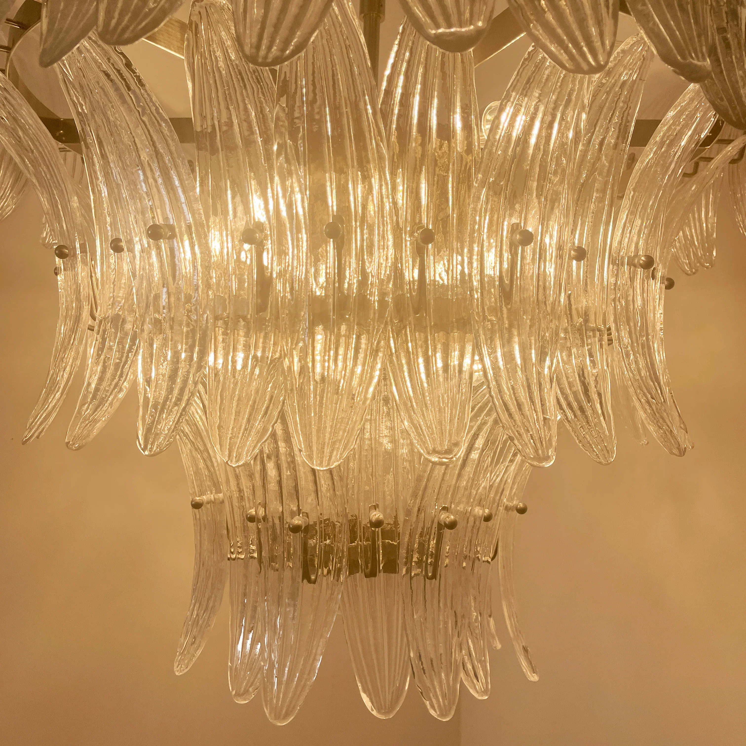 Palm Leaves Murano Transparent Glass Chandelier - Image 9