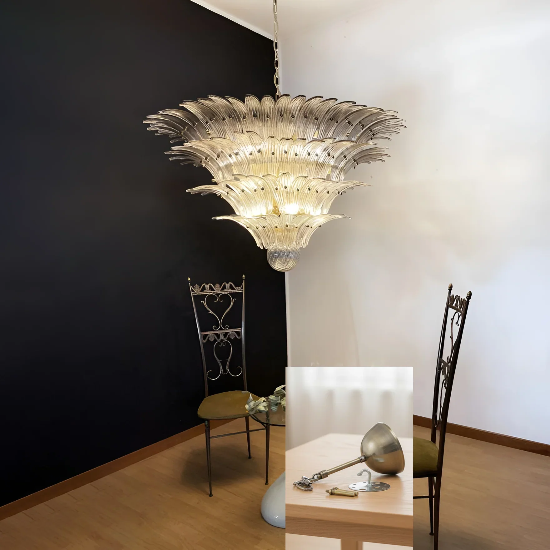 Palmette Murano Smoked Glass Chandelier - Image 21