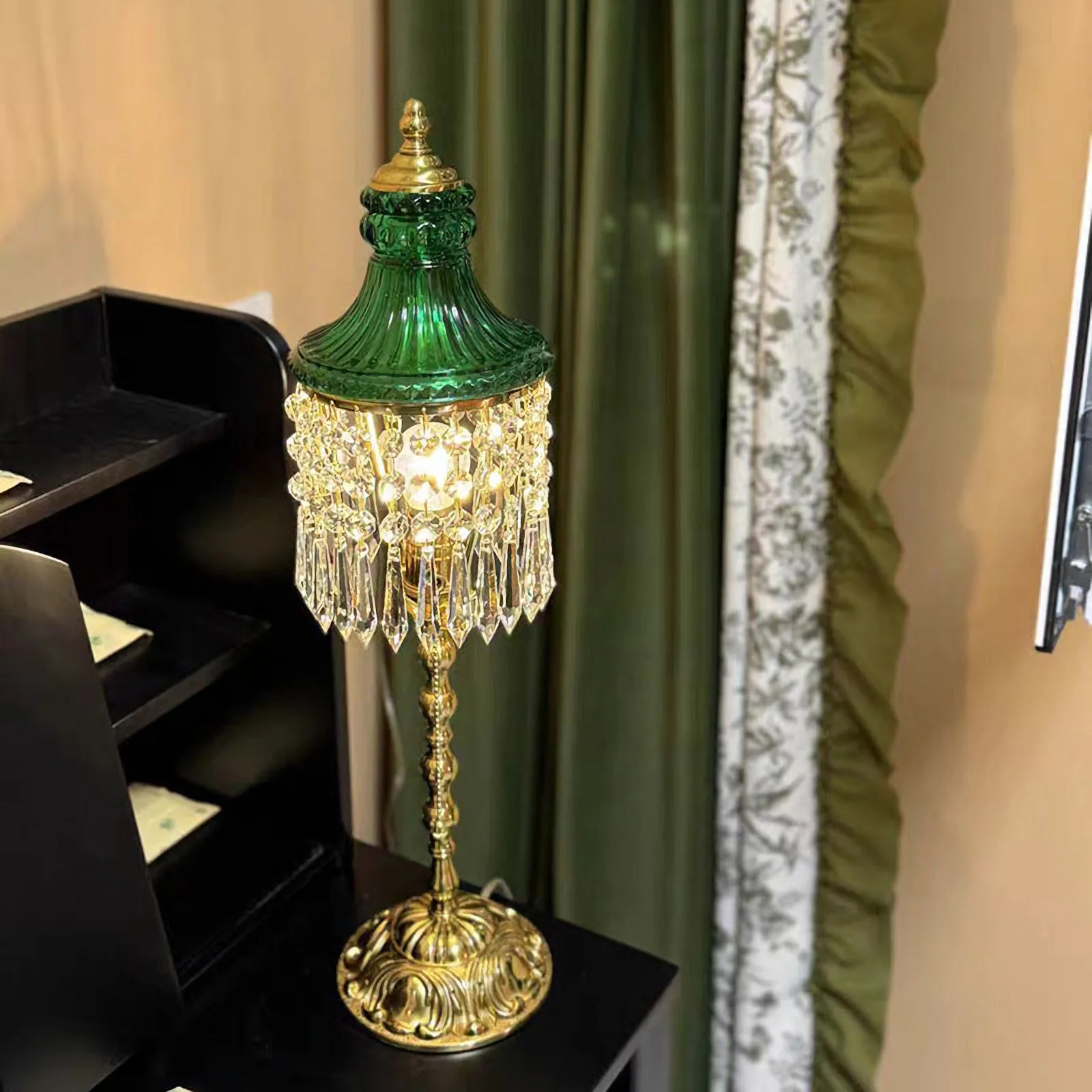 Peacock Green Crystal Table Lamp - Image 9