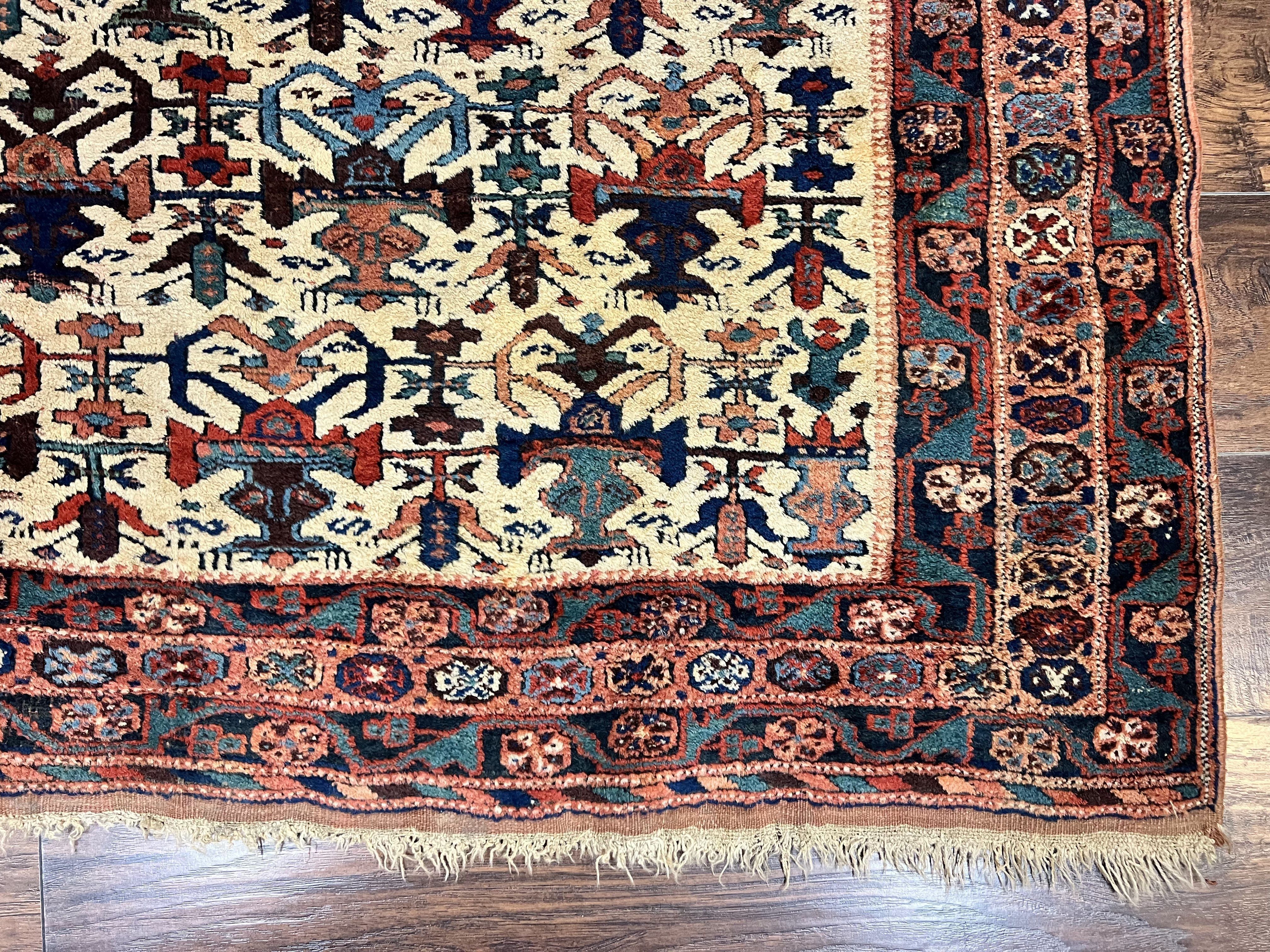 Persian Afshar Rug 5x6, Allover Repeated Motif, Wool Tribal Carpet, Handmade Semi Antique Rug - Image 9