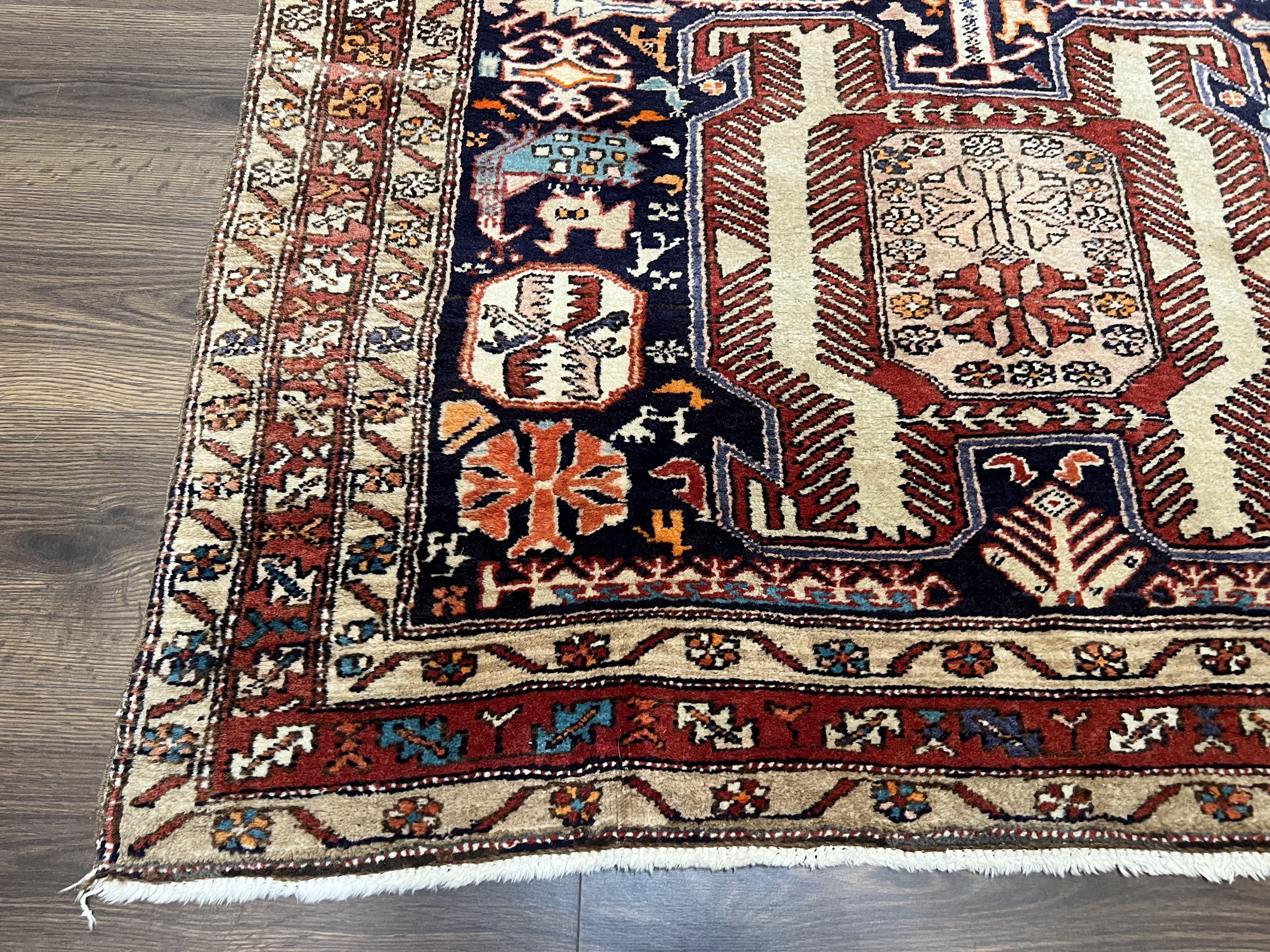 Persian Ardabil Wide Runner Rug 4x10 - Geometric Medallions & Animal Pictorials - Image 8