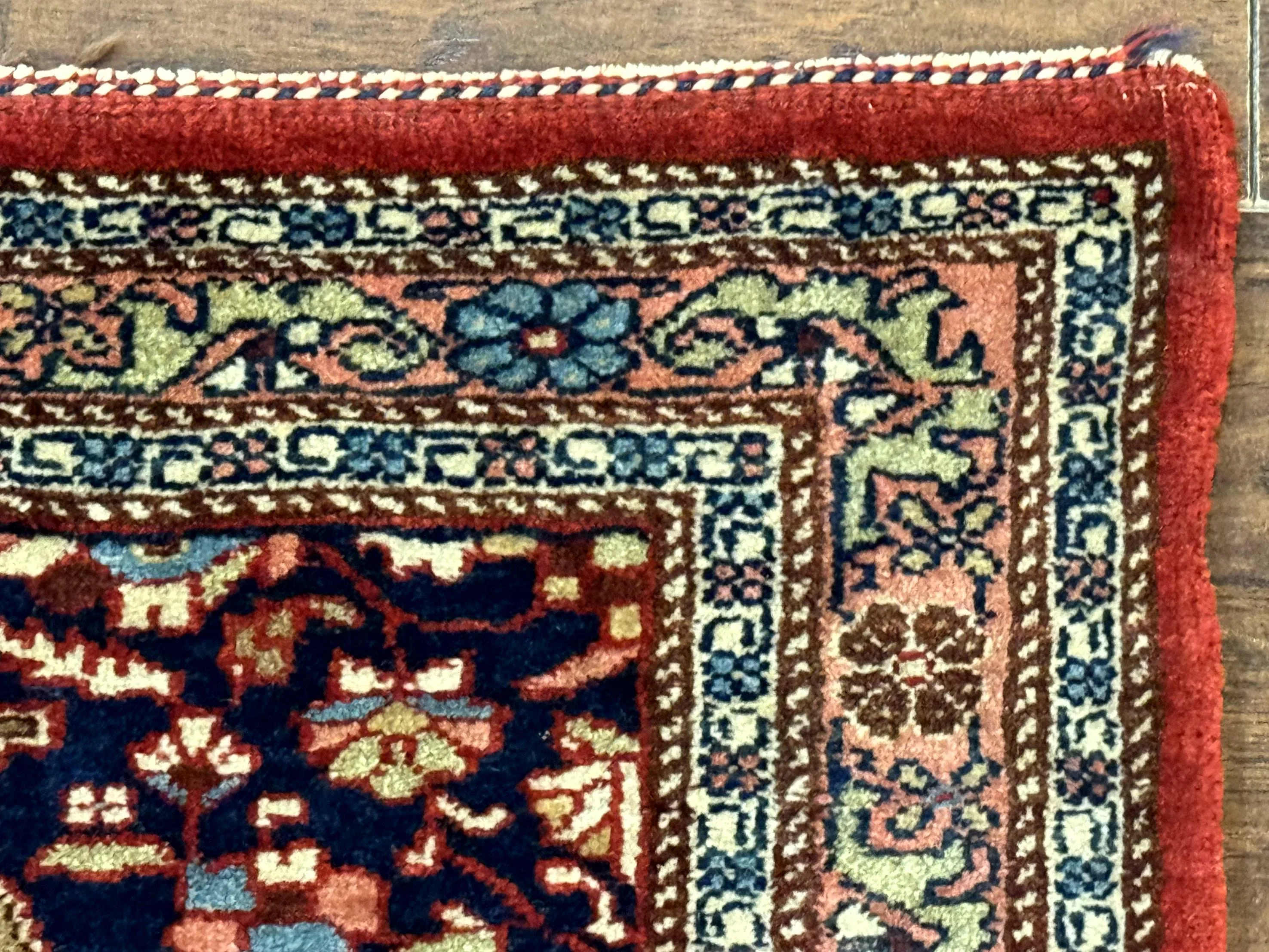 Persian Bidjar Rug 2.7 x 4, Red and Navy Blue, Small Persian Area Rug, Semi Antique - Image 7