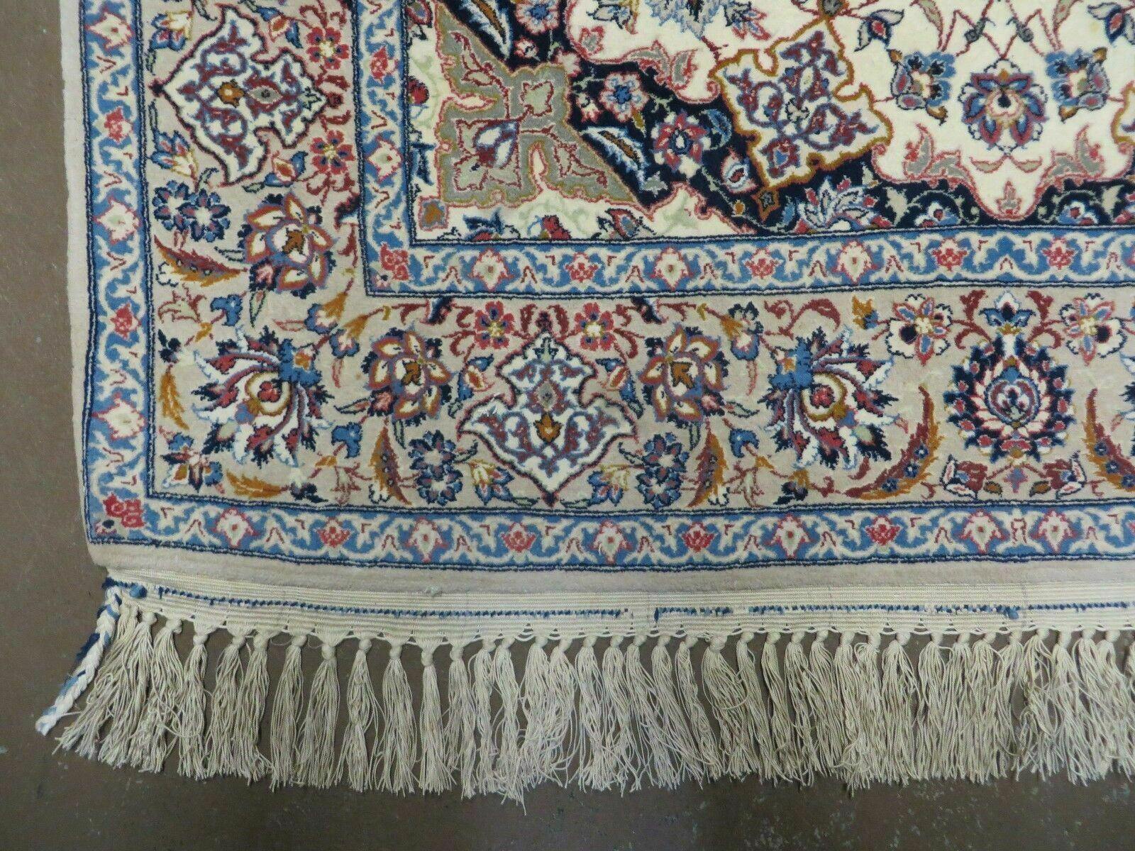 Persian Isfahan Rug 3x6, Fine 650 KPSI, Hand Knotted, Ivory - Image 8
