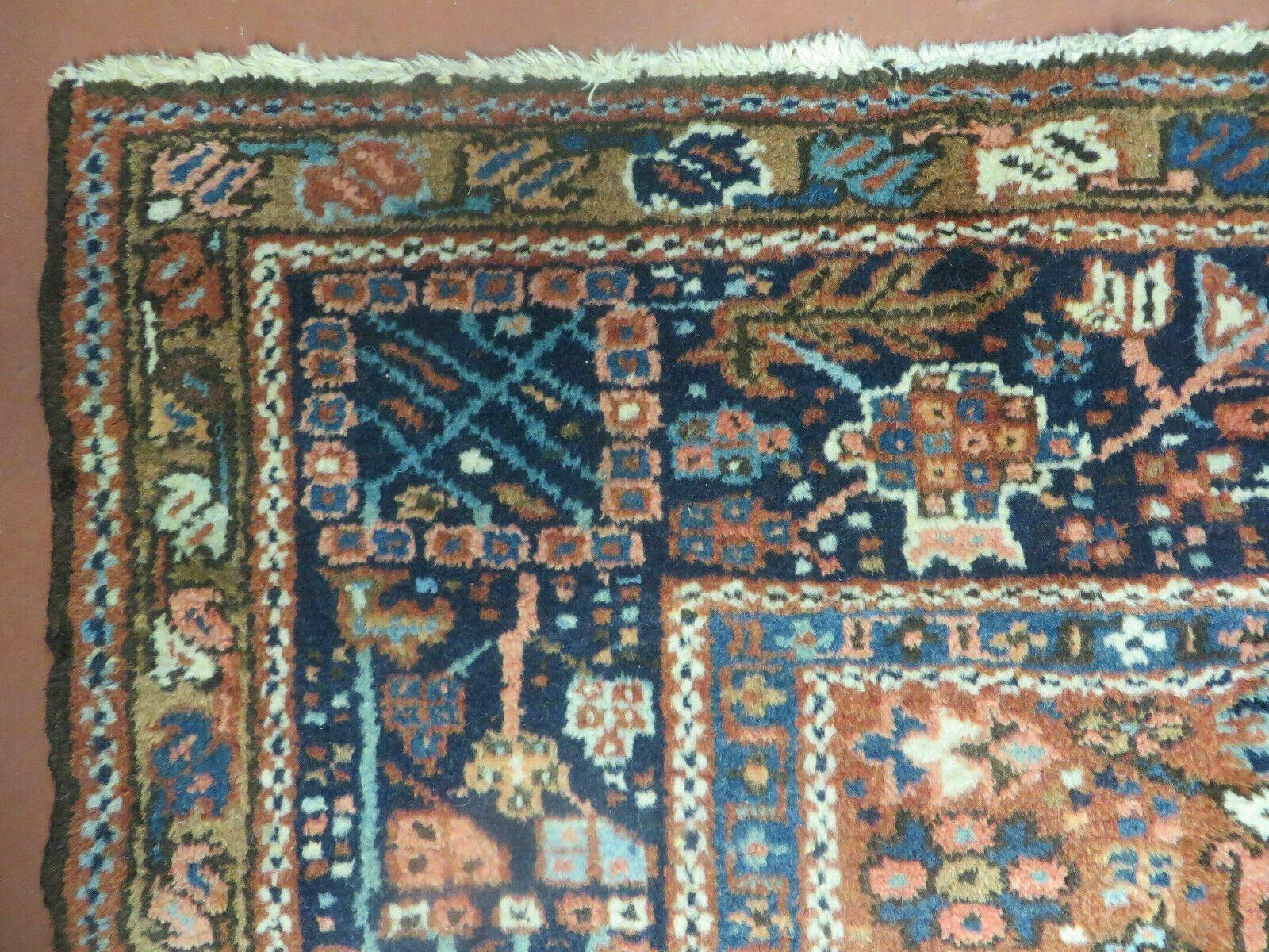 Persian Karajeh Rug 5x6, Antique Geometric Medallion Carpet - Image 6