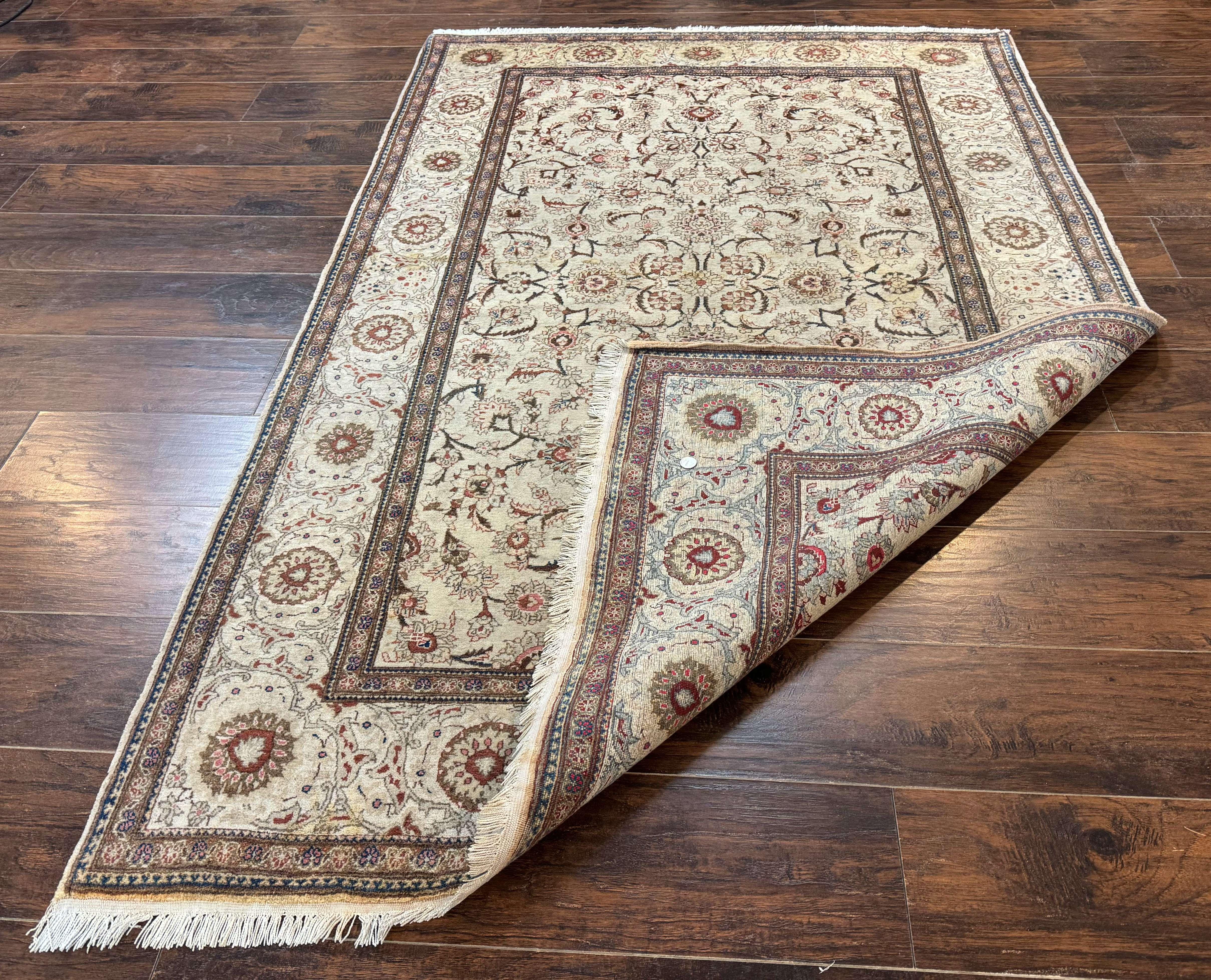Persian Kashan Rug 5x7, Beige, Fine 250 KPSI - Image 11