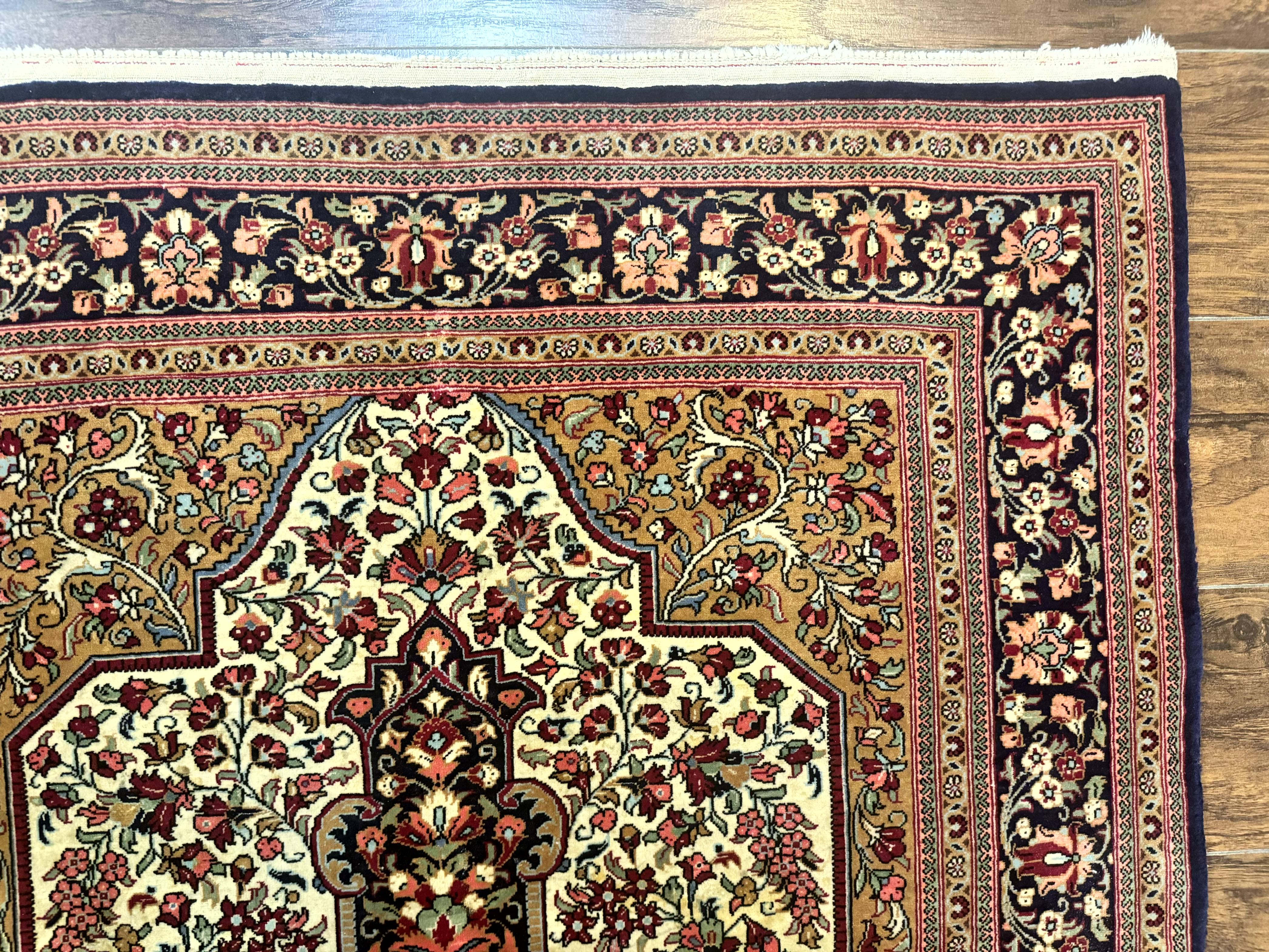 Persian Qum Rug 3.6 x 5, Kork Wool, Very Finely Hand Knotted 325 KPSI, Rare, Semi Antique - Image 7