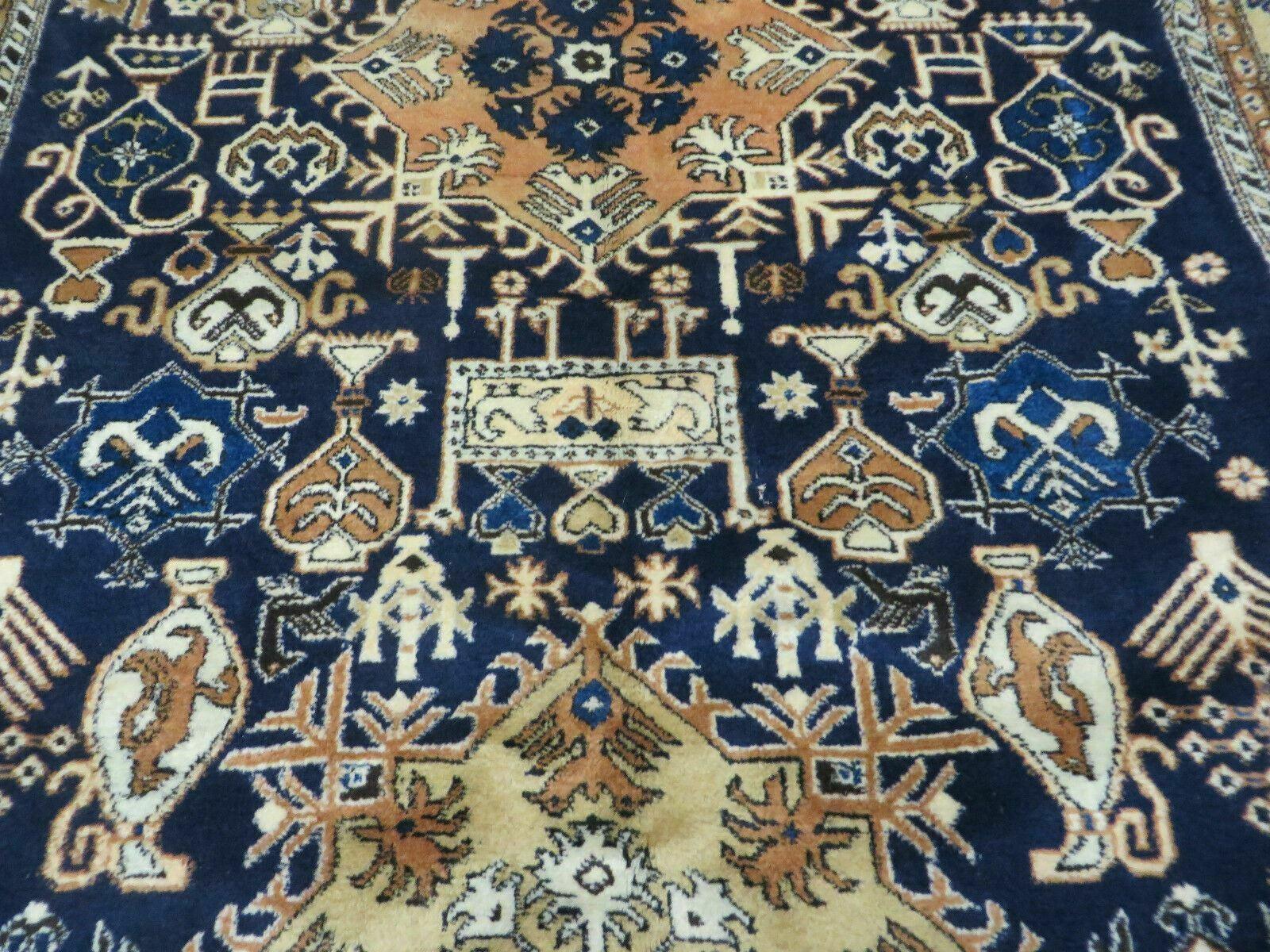 Persian Qum Rug 5.6 x 8.8, Navy Blue - Image 3