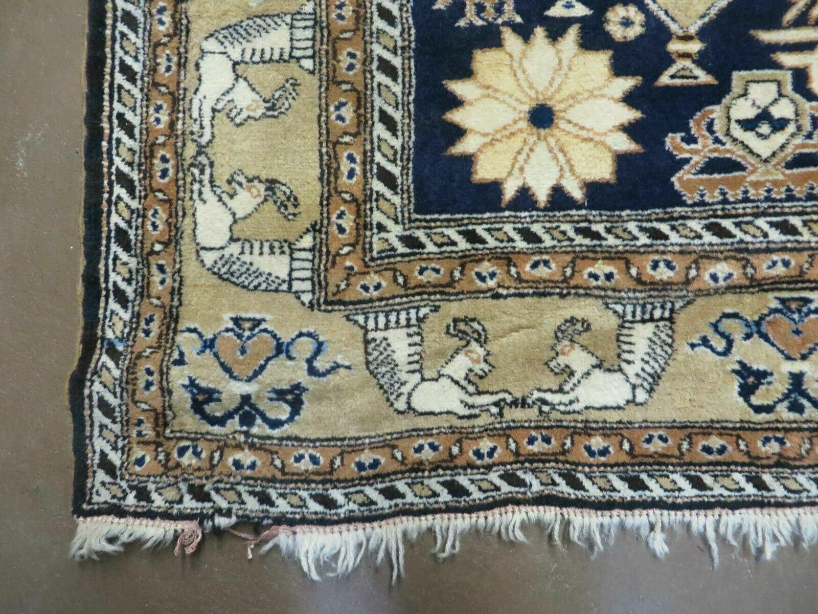 Persian Qum Rug 5.6 x 8.8, Navy Blue - Image 7