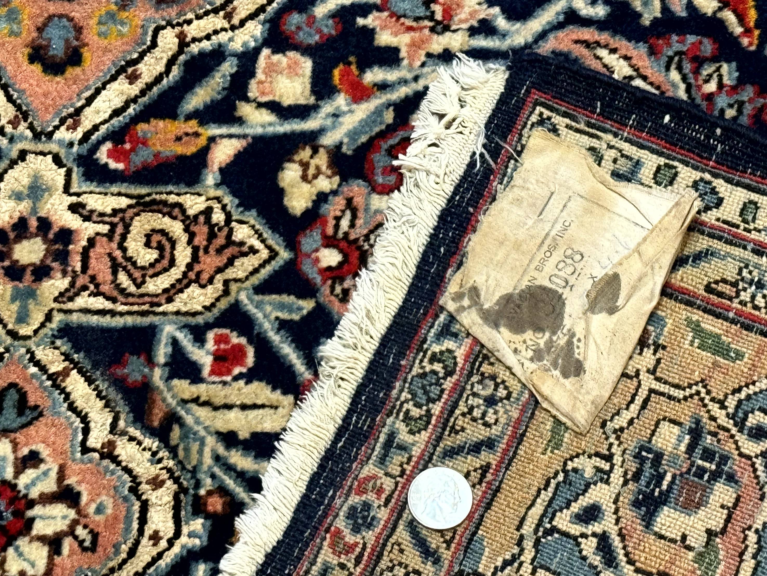 Persian Qum Rug 5x7 in Navy Light Blue and Ivory, Wool wilh Silk Highlights, 225 KPSI - Image 10