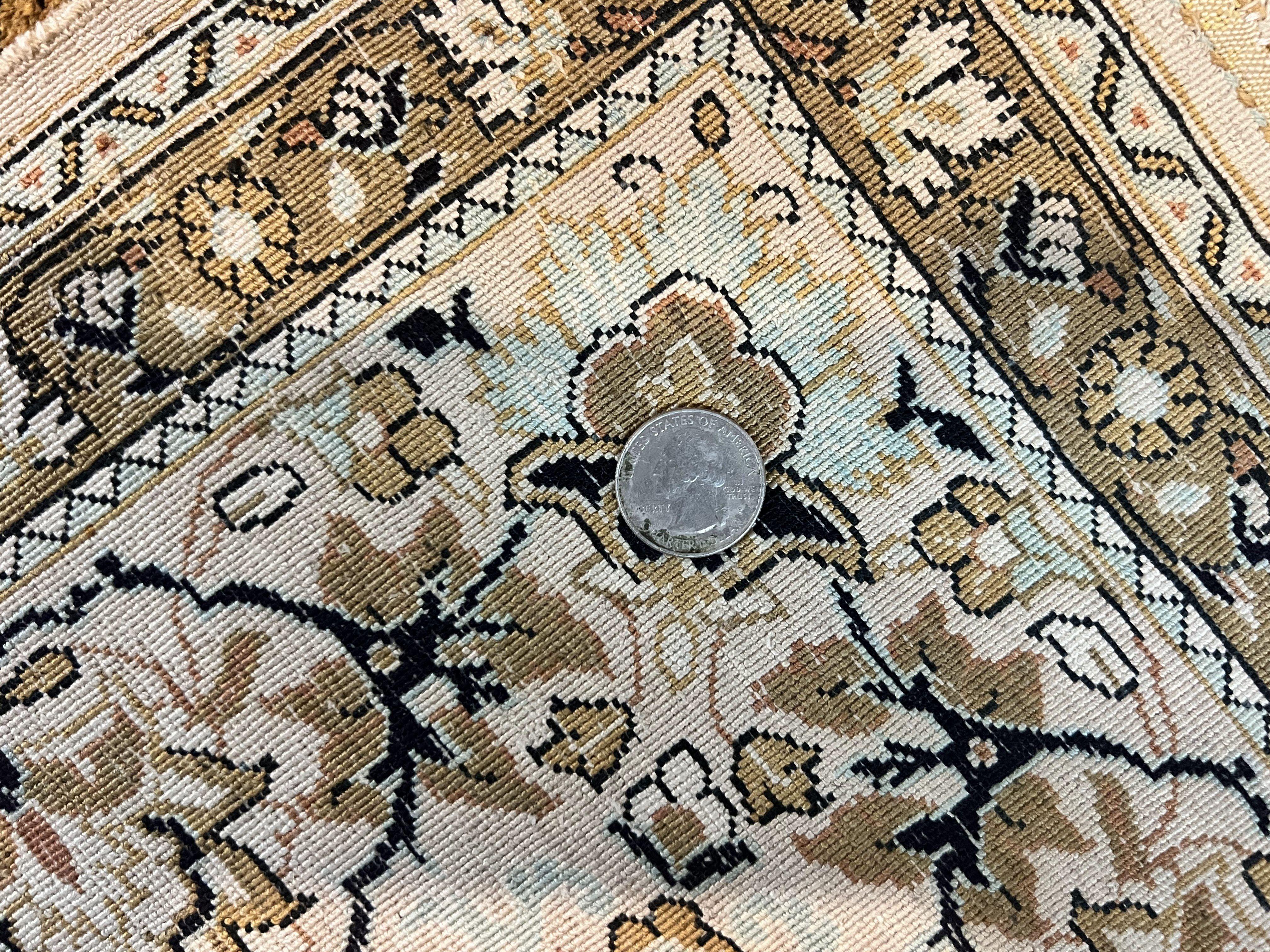 Persian Qum Silk Rug, Floral Medallion, Very Fine 60 Raj 475 KPSI, Handmade Hand Knotted Oriental Carpet, Silk on Silk - Image 9