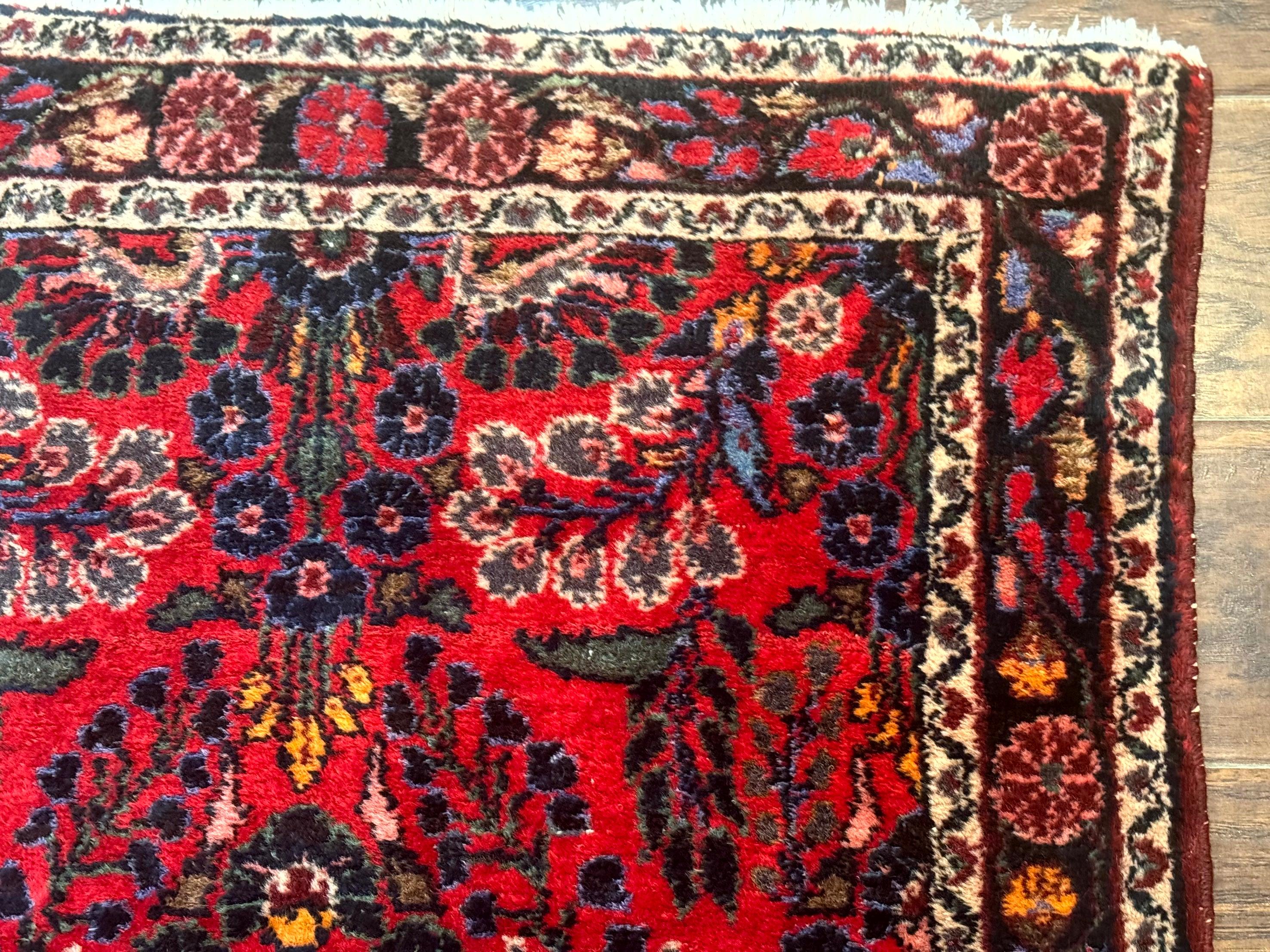 Persian Rug 3x5, Red Tribal Rug, Semi Antique, Wool Rug 3 x 5, Persian Hamadan Rug - Image 7
