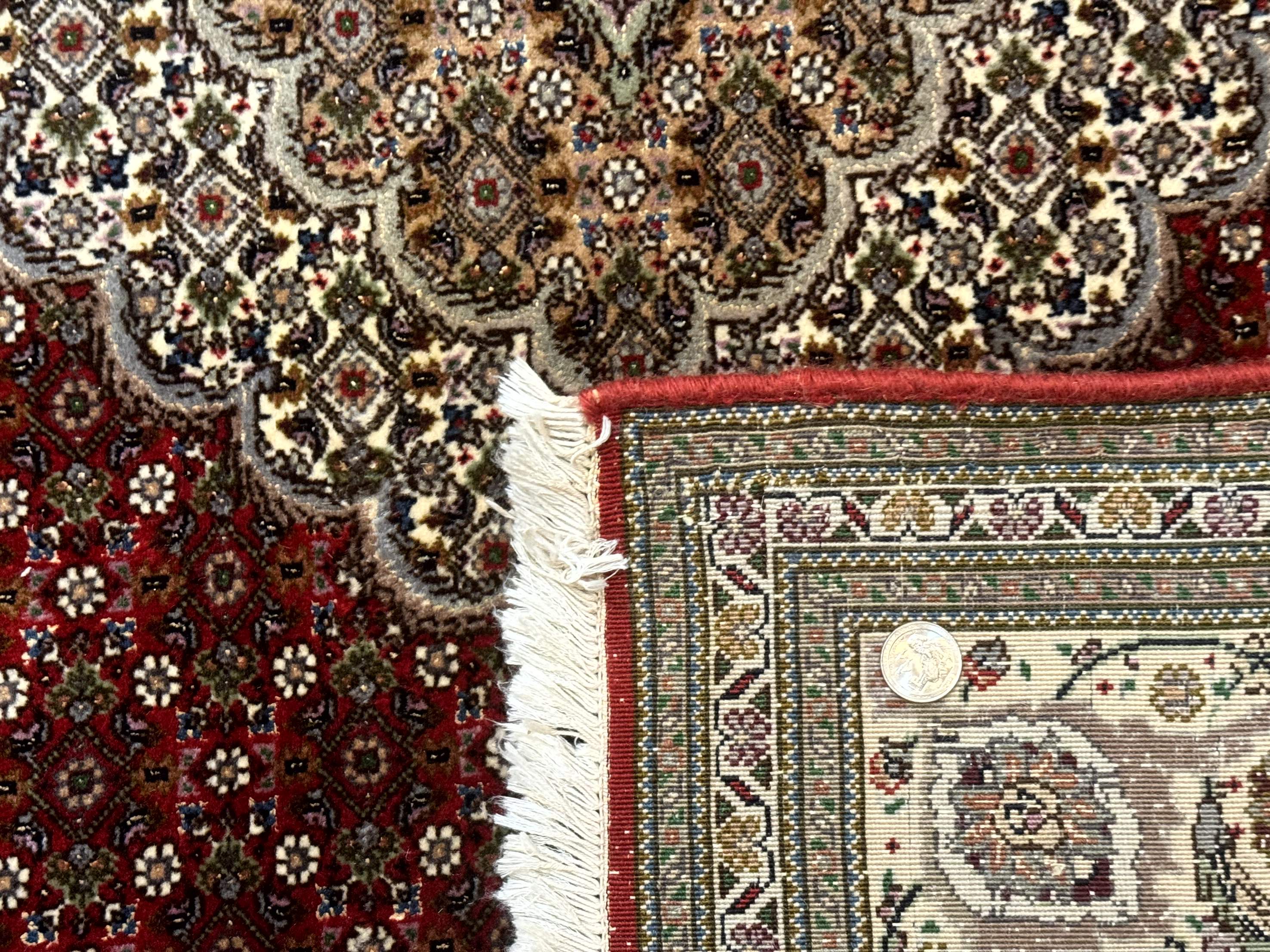 Persian Rug 5x7, Very Fine 330 KPSI, Red and Ivory, Herati Mahi Pattern, Wool & Silk - Image 10