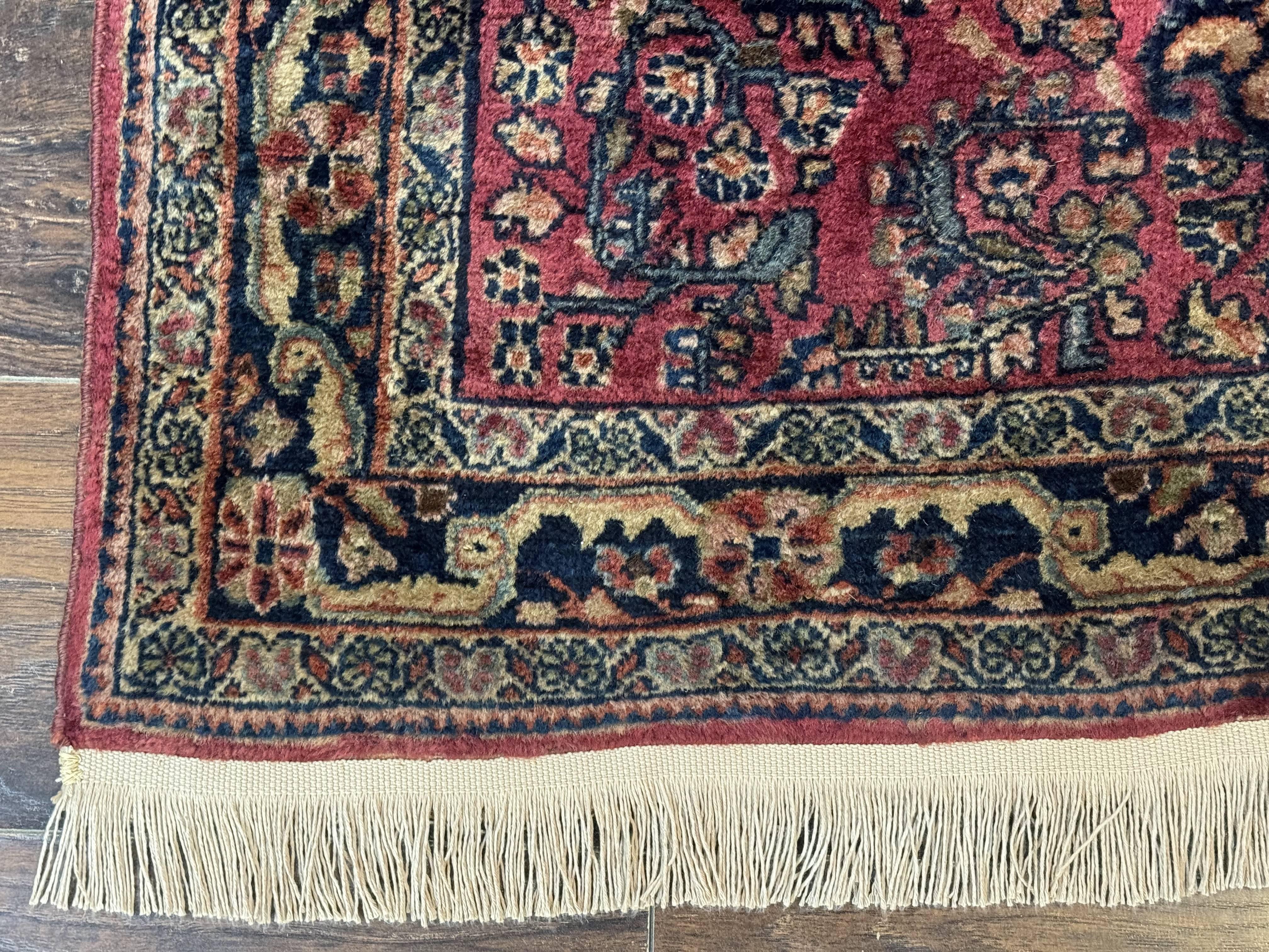 Persian Sarouk Rug 3x5, Antique Persian Carpet - Image 8