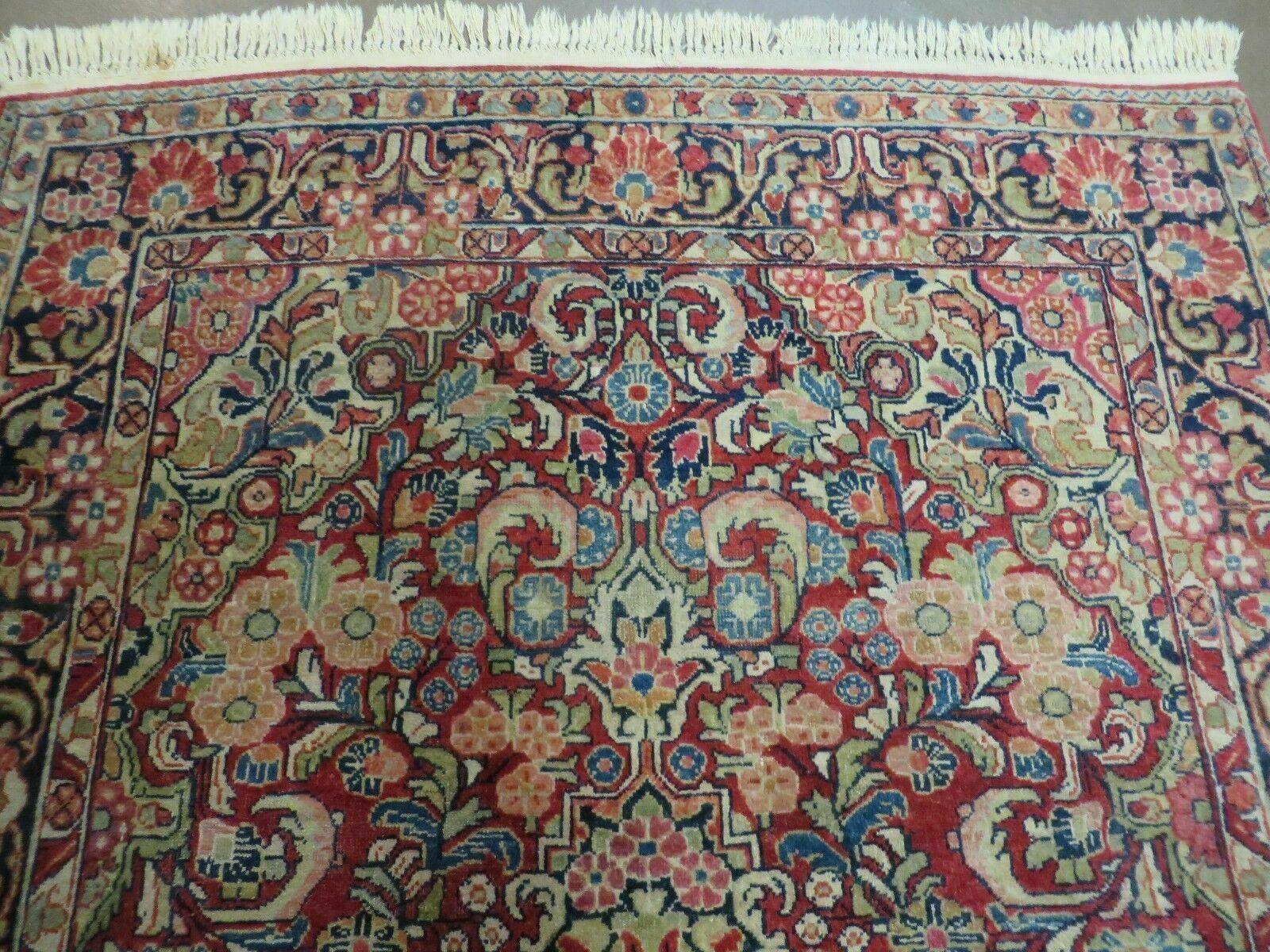 Persian Sarouk Rug 4.6 x 5, Red, Semi Antique, Floral - Image 3