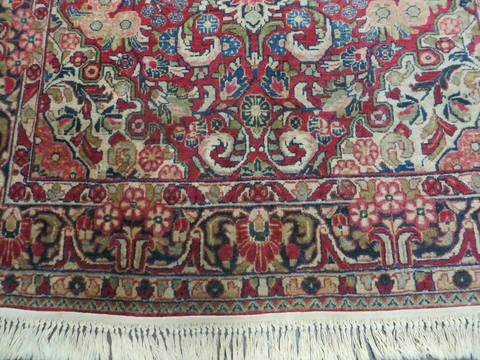 Persian Sarouk Rug 4.6 x 5, Red, Semi Antique, Floral - Image 5