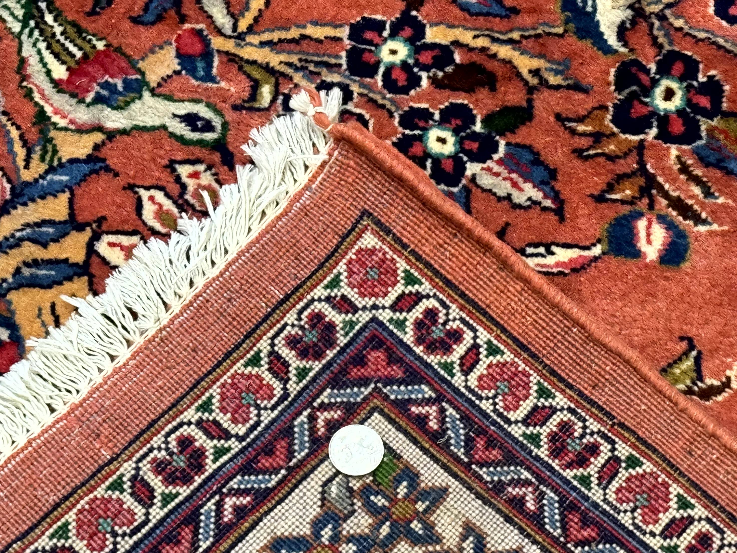 Persian Sarouk Rug 7x10, Red and Ivory, Floral Bouquets, Birds - Image 10