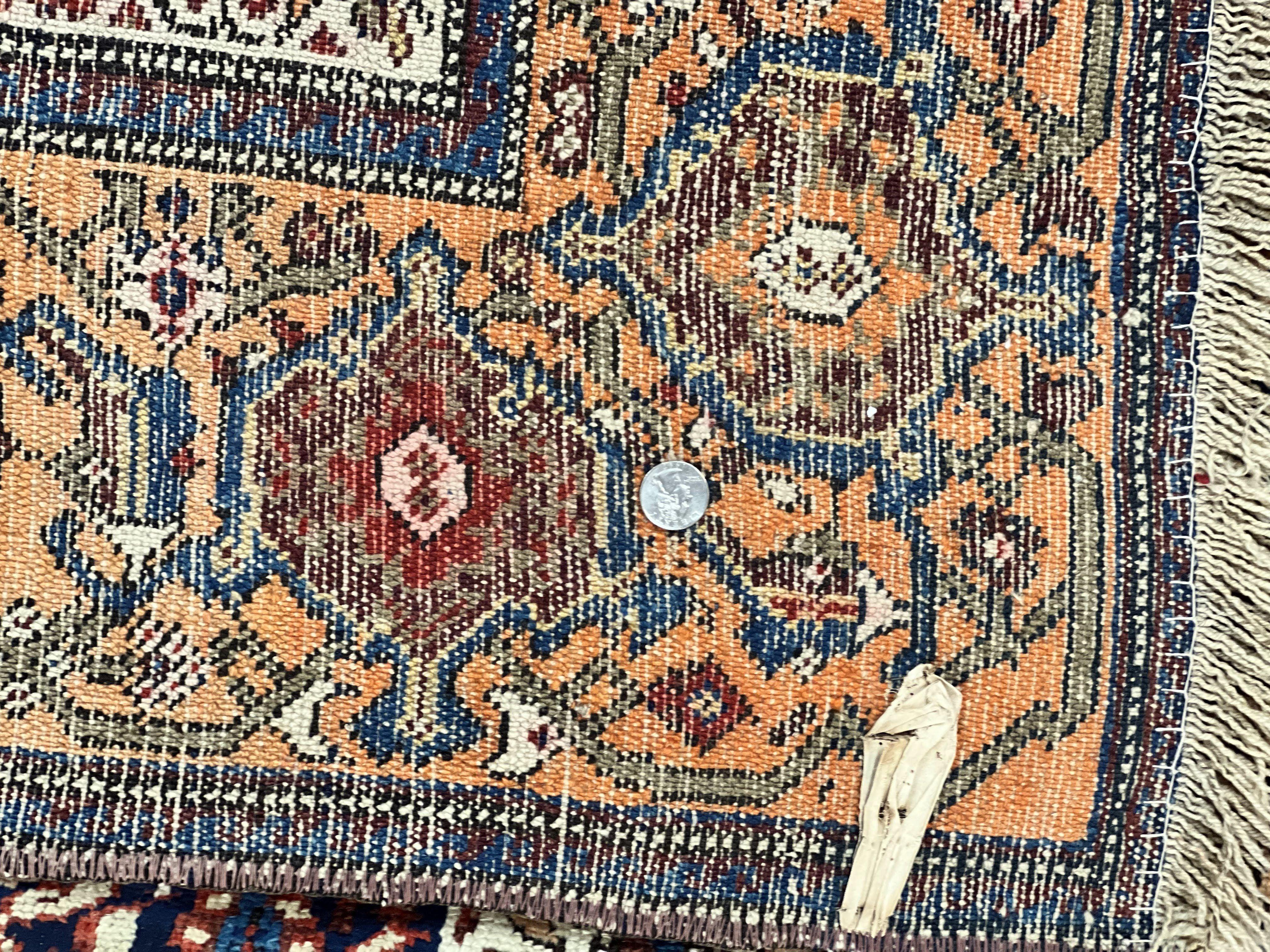 Persian Senneh Rug 4x8, Wool Hand Knotted Antique Kurdish Carpet, Navy Blue Oriental Area Rug, 4 x 8 Rug - Image 10