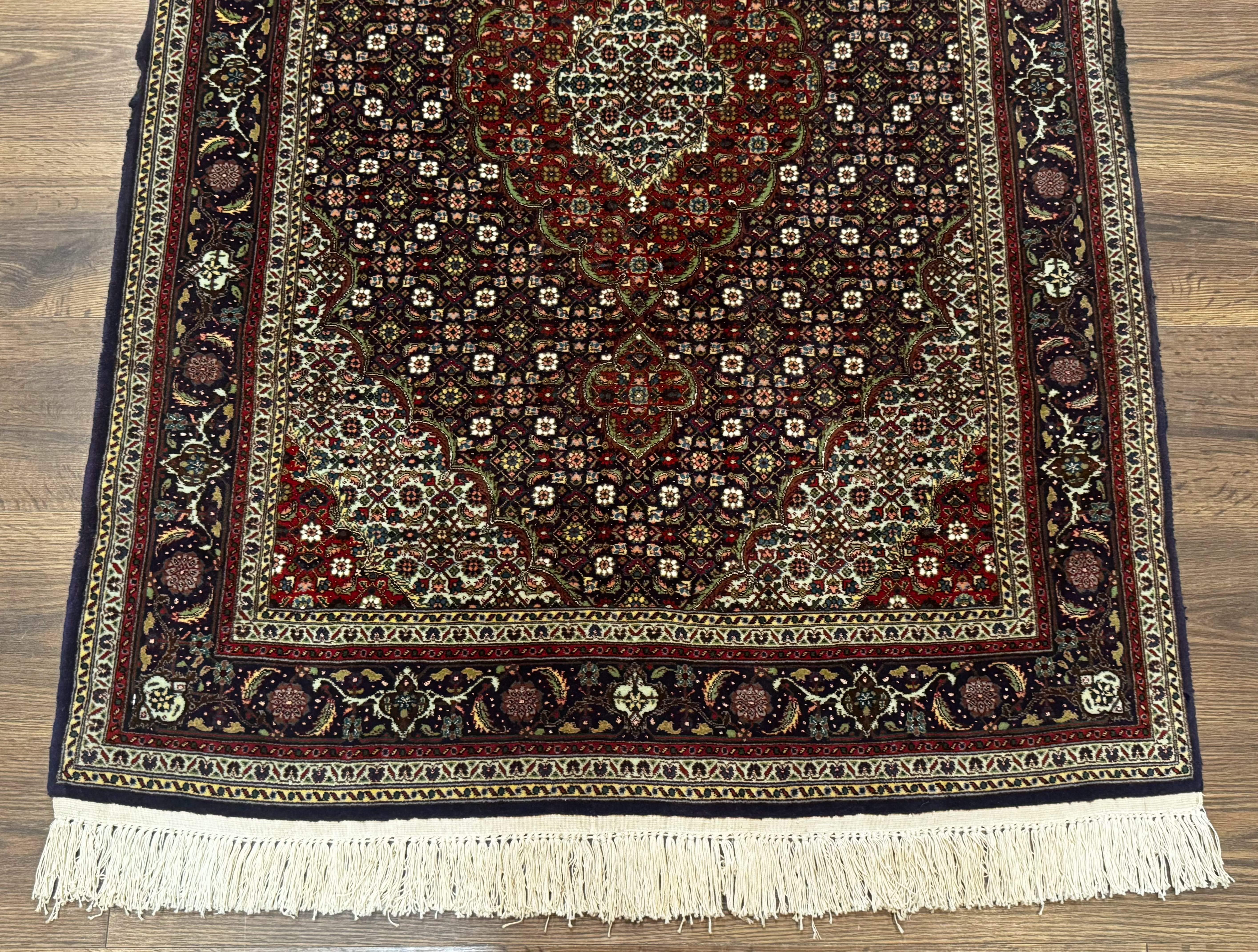 Persian Tabriz Rug 3x5, Wool on Silk Foundation, Very Fine 550 KPSI, Dark Navy Blue - Image 5