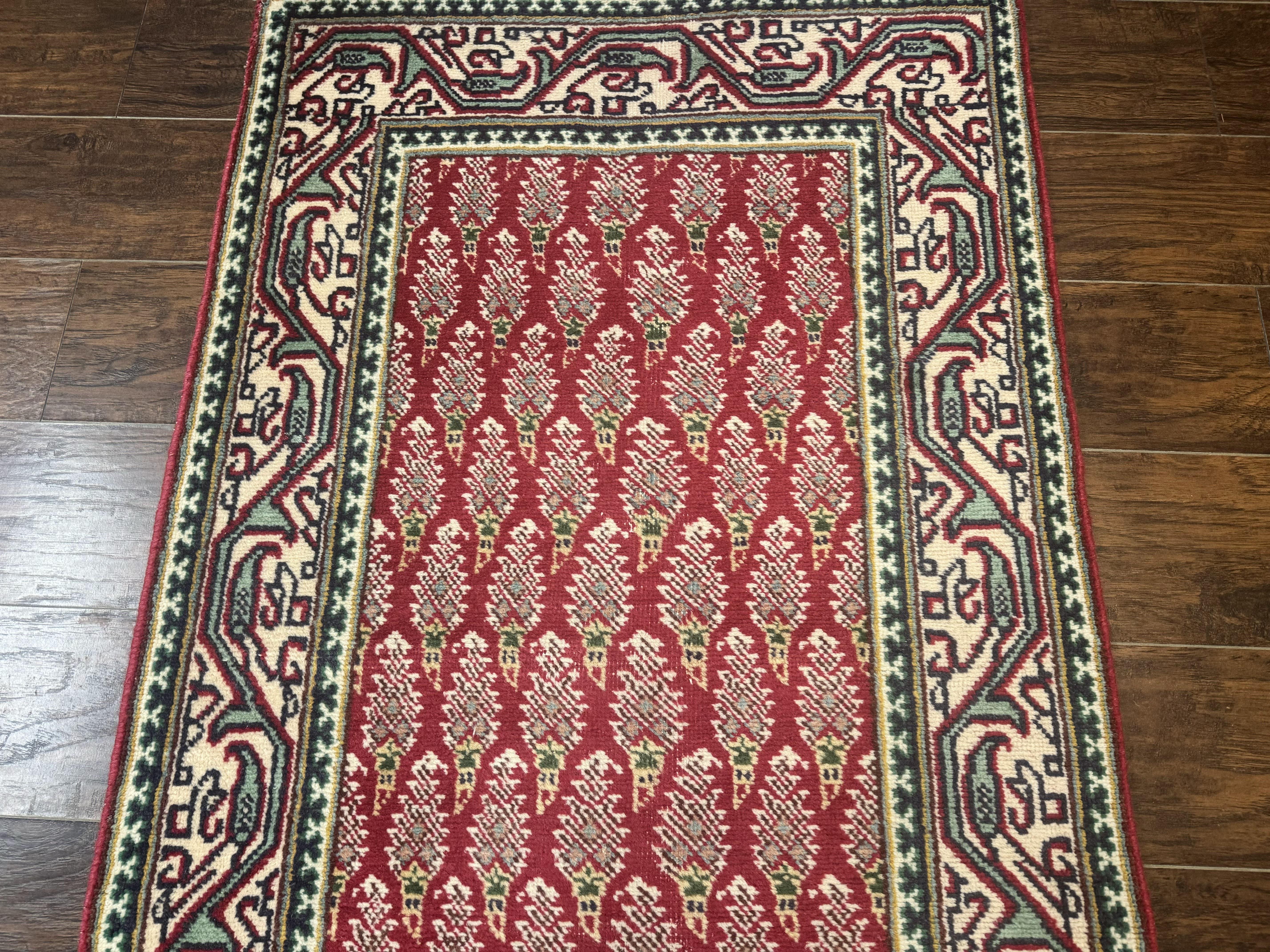 Persian Tabriz Runner Rug 3x16, Paisley Boteh Design, Red and Cream, Rug for Hallway, 16ft Wool Runner - Image 10