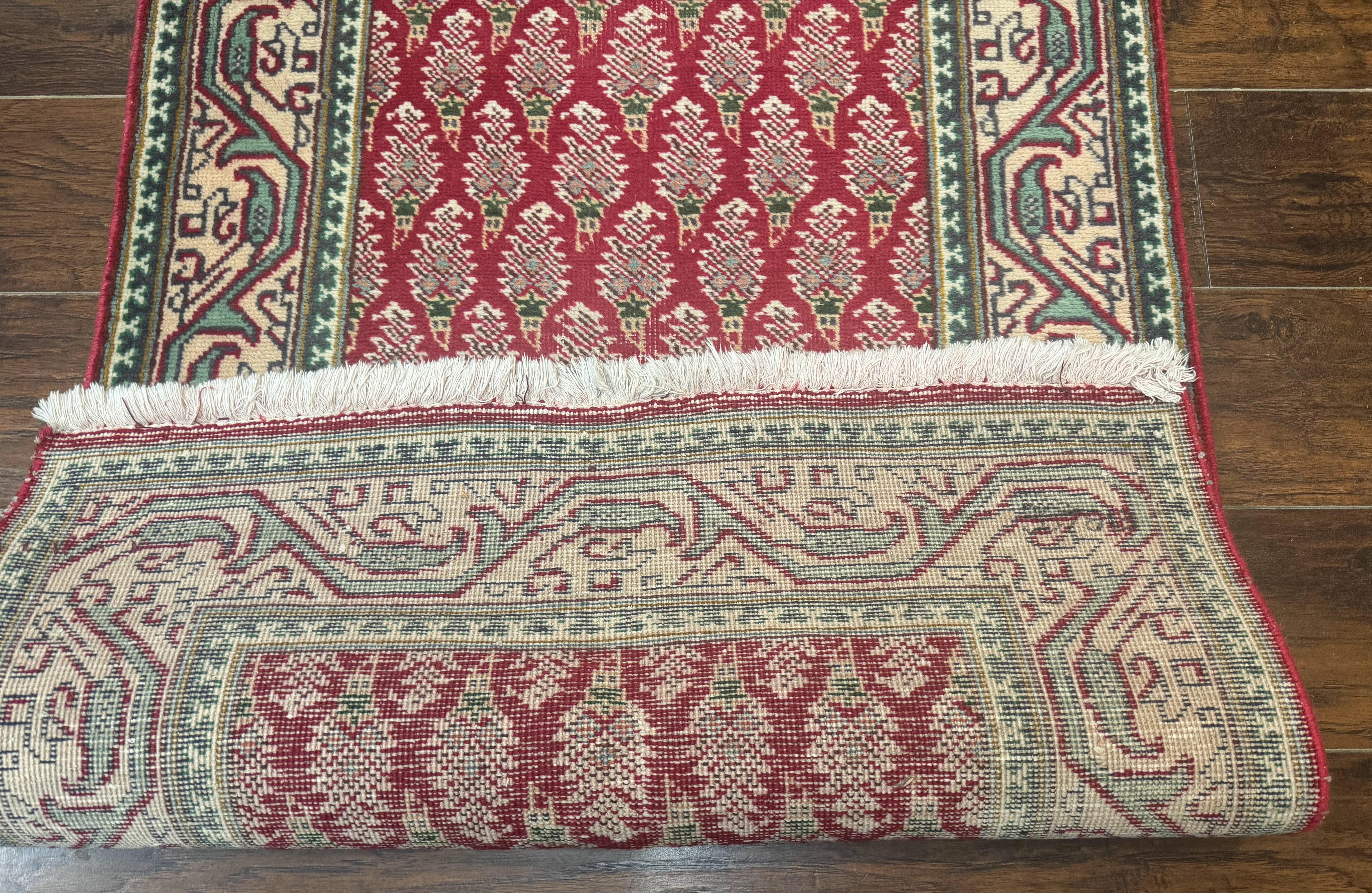 Persian Tabriz Runner Rug 3x16, Paisley Boteh Design, Red and Cream, Rug for Hallway, 16ft Wool Runner - Image 11
