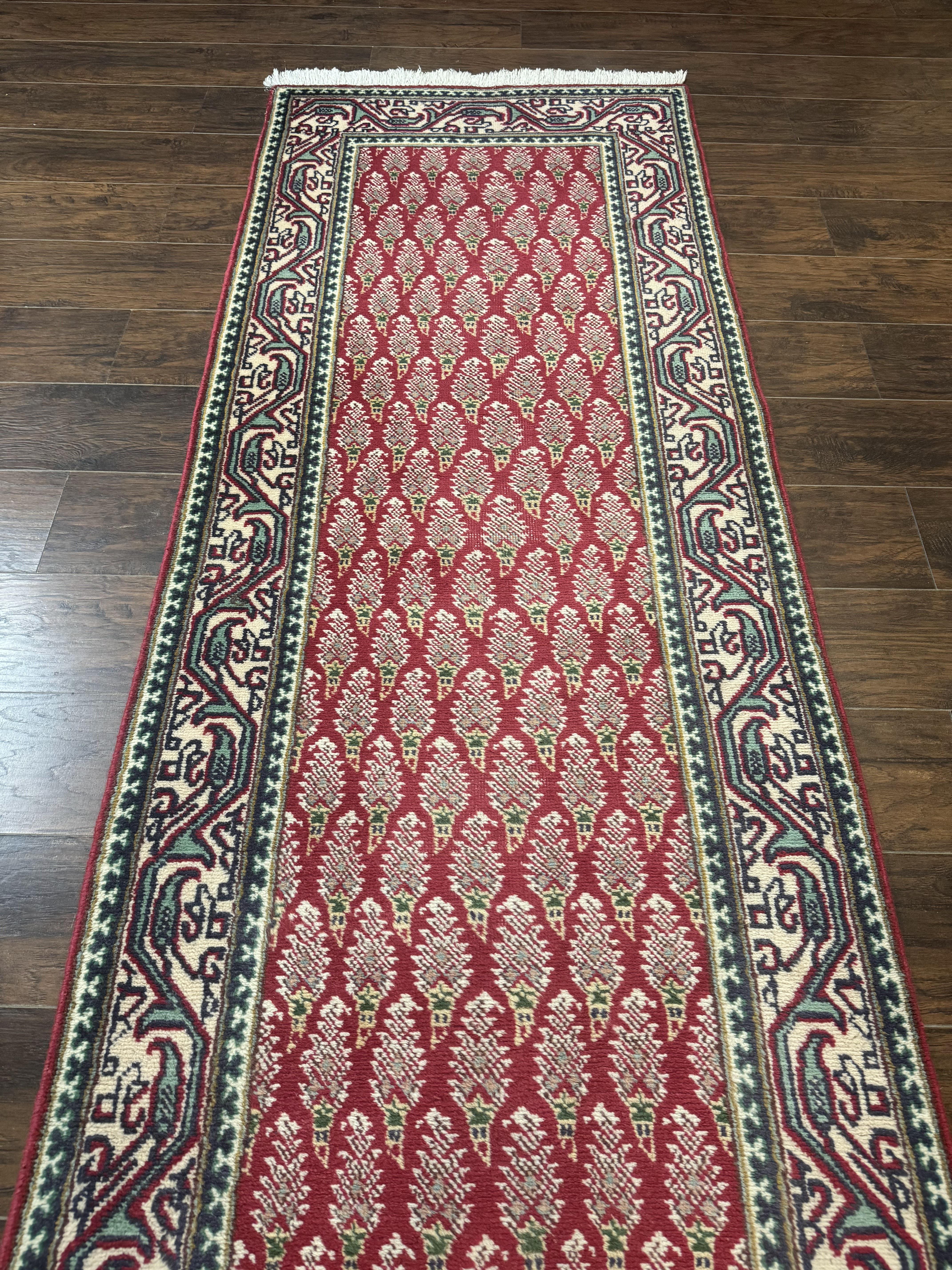 Persian Tabriz Runner Rug 3x16, Paisley Boteh Design, Red and Cream, Rug for Hallway, 16ft Wool Runner - Image 12