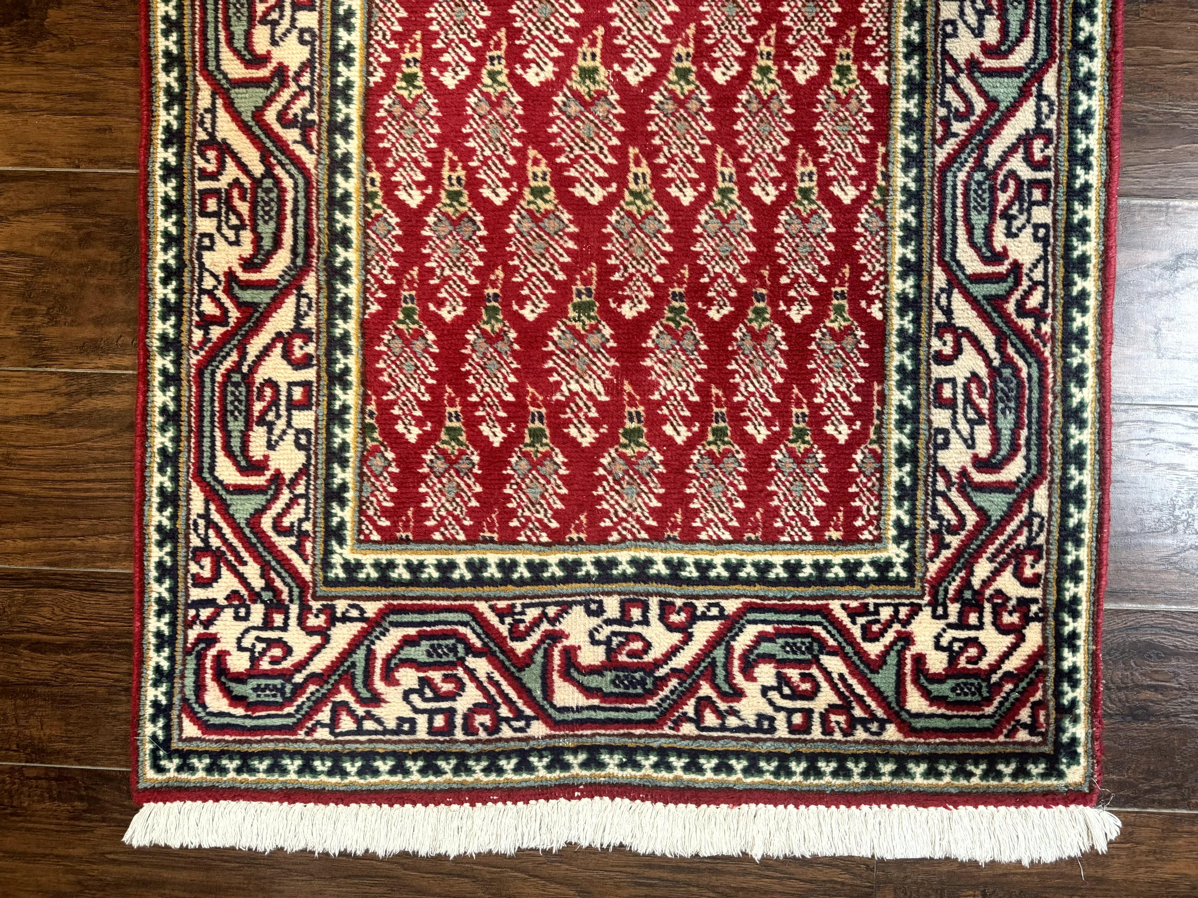 Persian Tabriz Runner Rug 3x16, Paisley Boteh Design, Red and Cream, Rug for Hallway, 16ft Wool Runner - Image 5