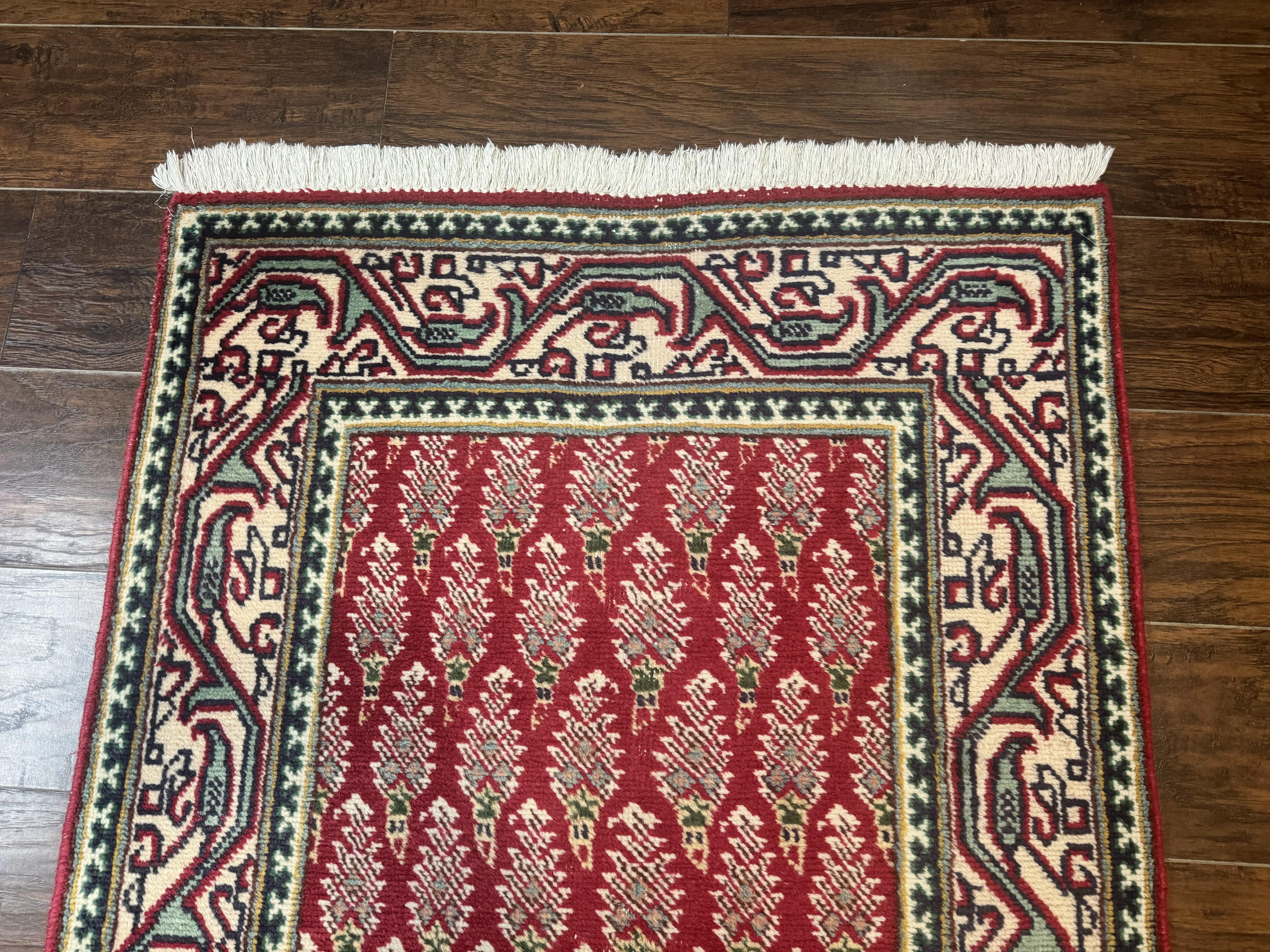 Persian Tabriz Runner Rug 3x16, Paisley Boteh Design, Red and Cream, Rug for Hallway, 16ft Wool Runner - Image 6