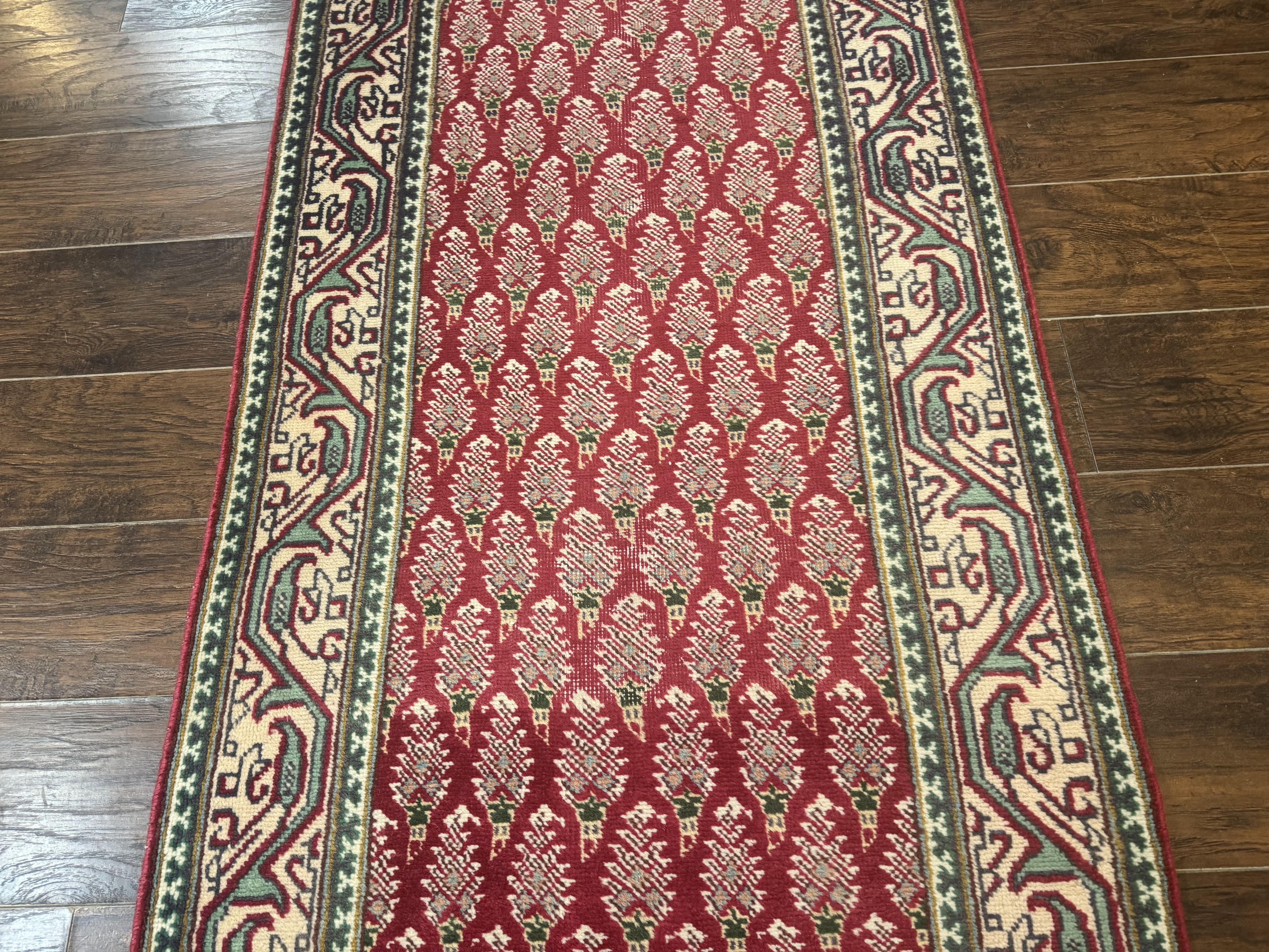 Persian Tabriz Runner Rug 3x16, Paisley Boteh Design, Red and Cream, Rug for Hallway, 16ft Wool Runner - Image 7