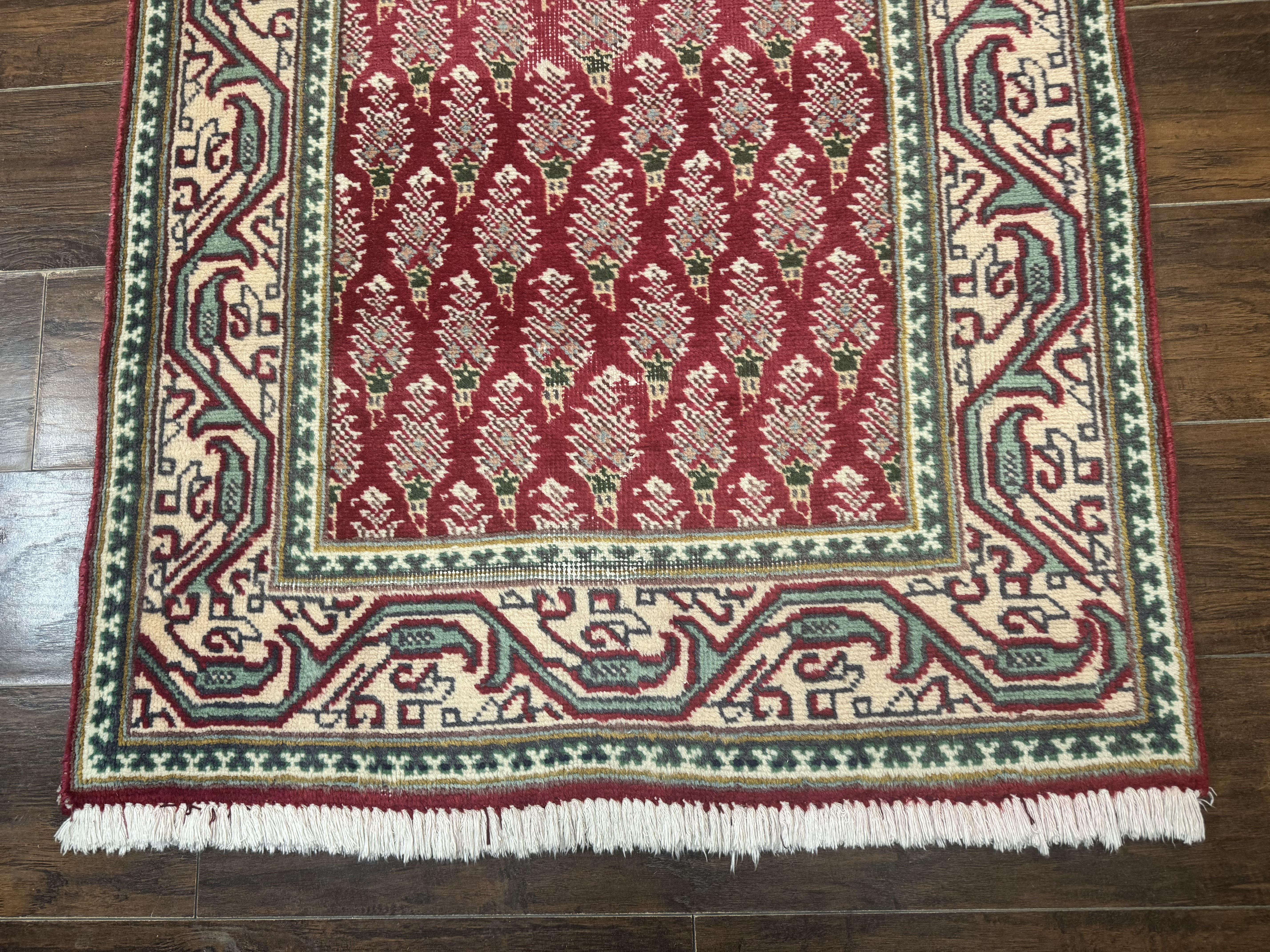 Persian Tabriz Runner Rug 3x16, Paisley Boteh Design, Red and Cream, Rug for Hallway, 16ft Wool Runner - Image 8