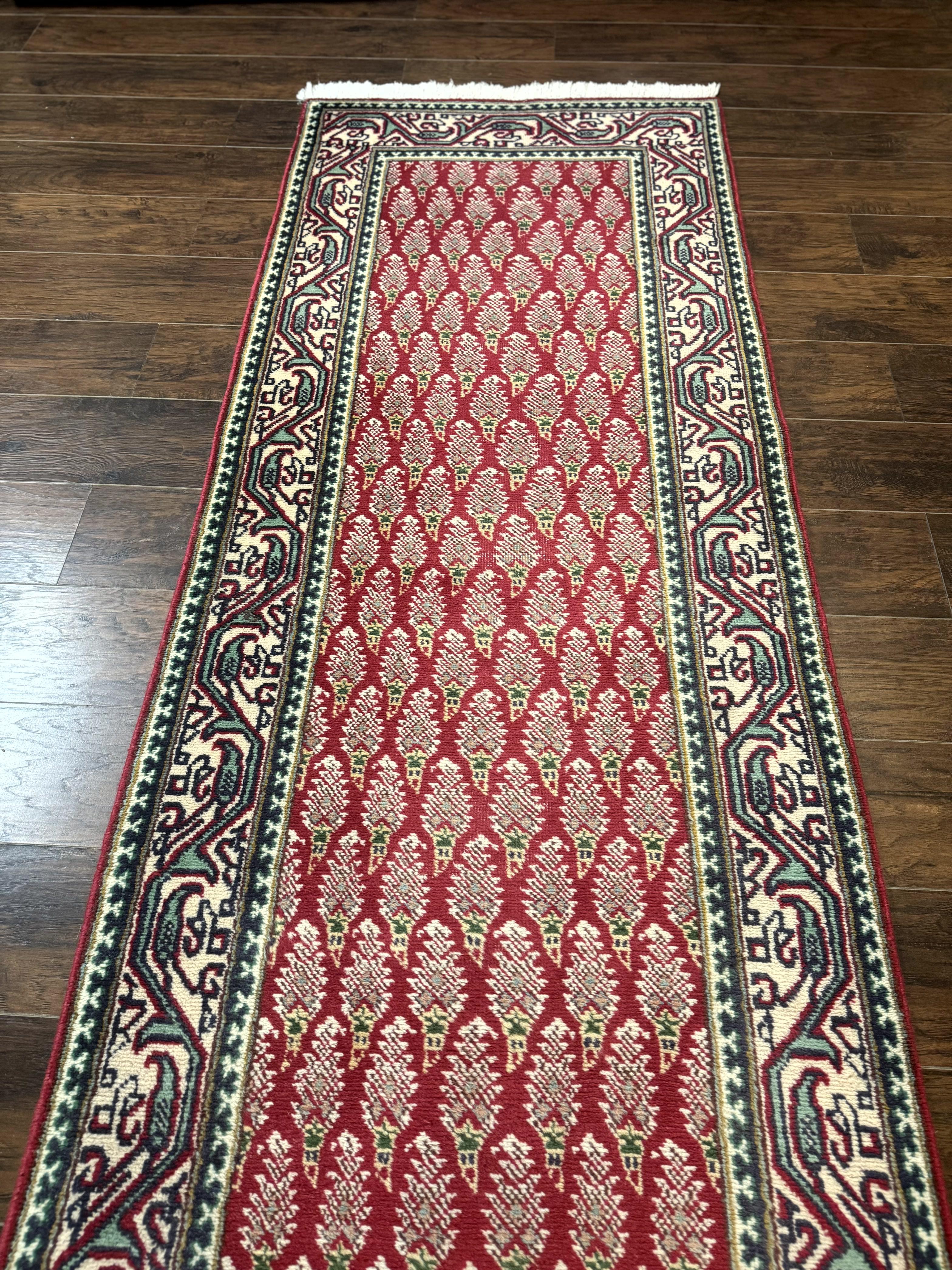 Persian Tabriz Runner Rug 3x16, Paisley Boteh Design, Red and Cream, Rug for Hallway, 16ft Wool Runner - Image 9