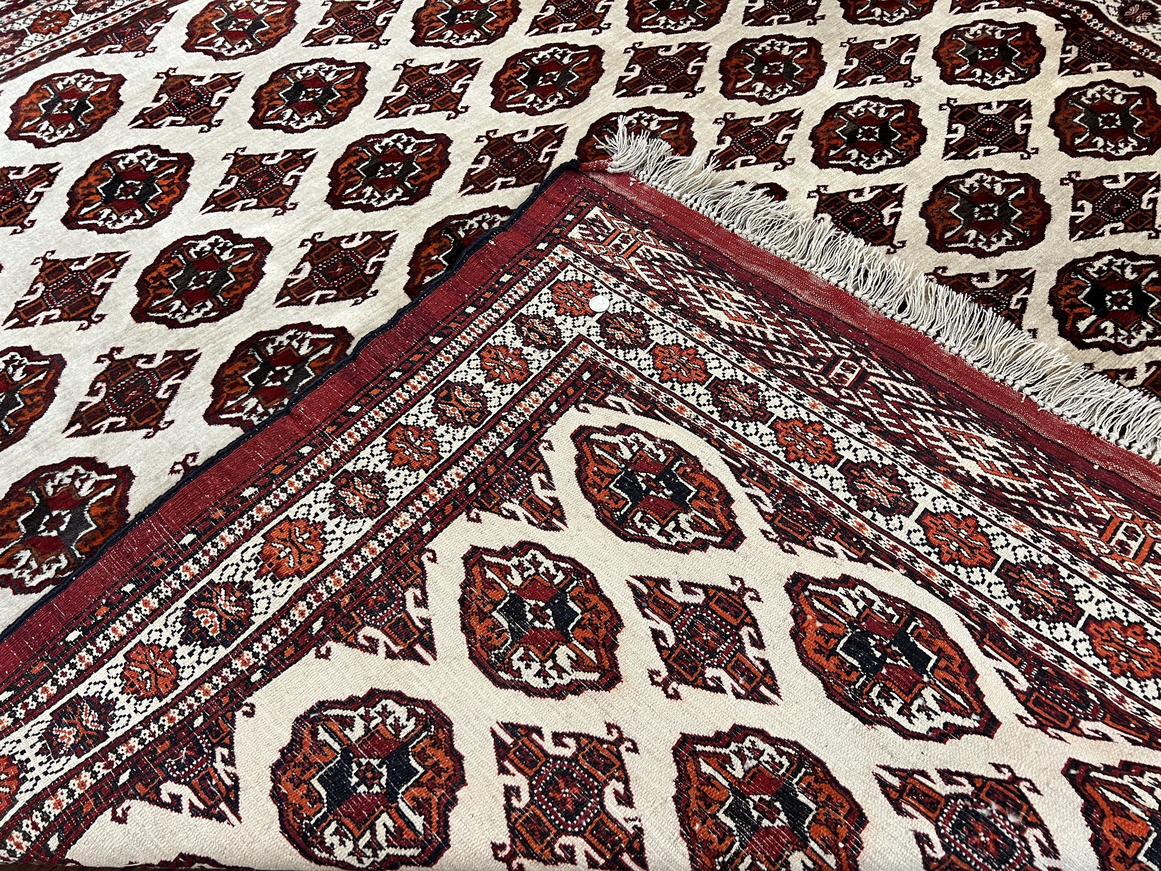 Persian Turkoman Rug 7x8, Almost Square Rare, Hand Knotted, Yamud, Bohemian Rug, Handmade Tribal Rug, Cream Red, Handmade Oriental Carpet - Image 12
