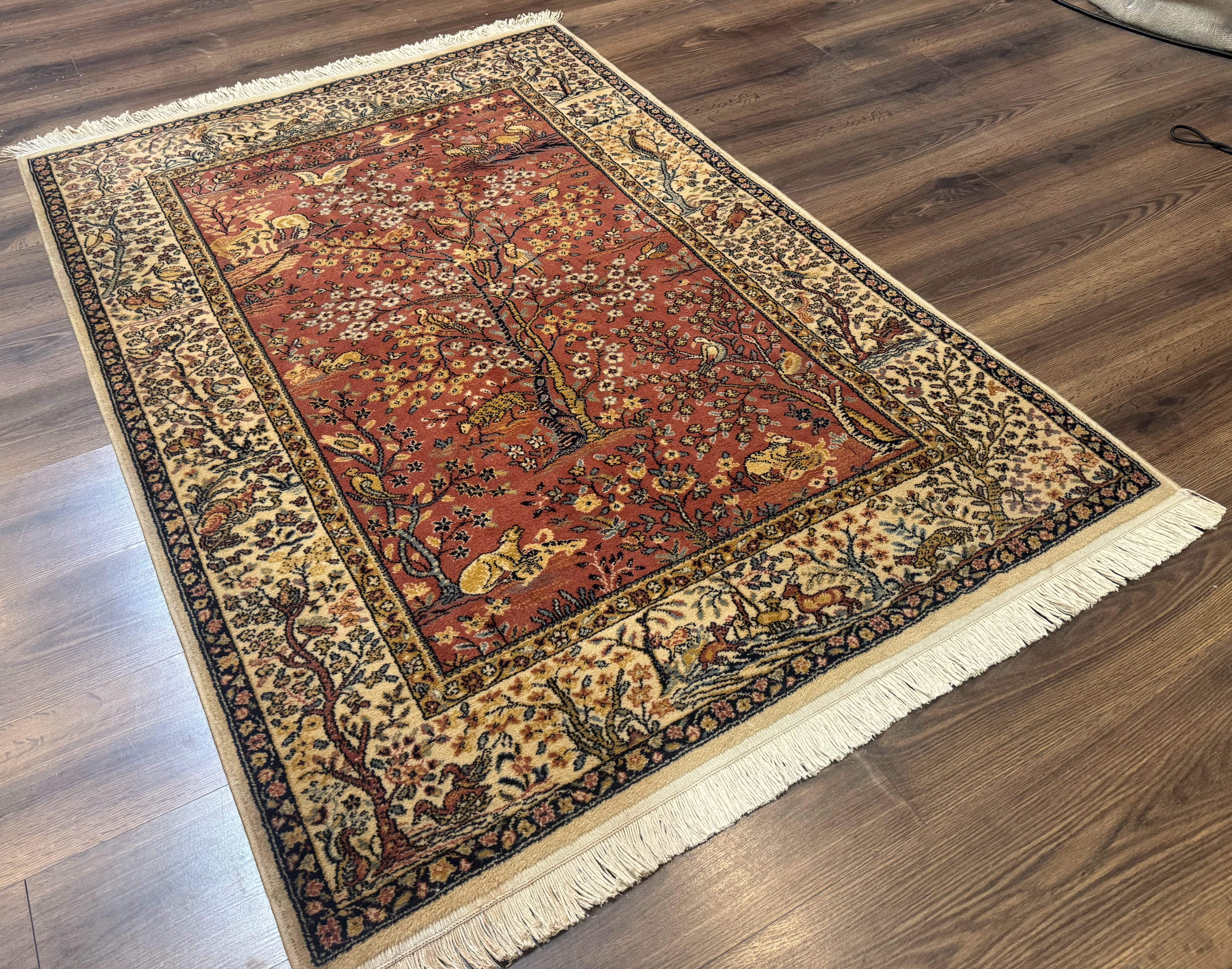 Persian Wool Rug 4x6, Tree of Life Animal Pictorials, Vintage, Power Loomed Ardakan Rug - Image 12