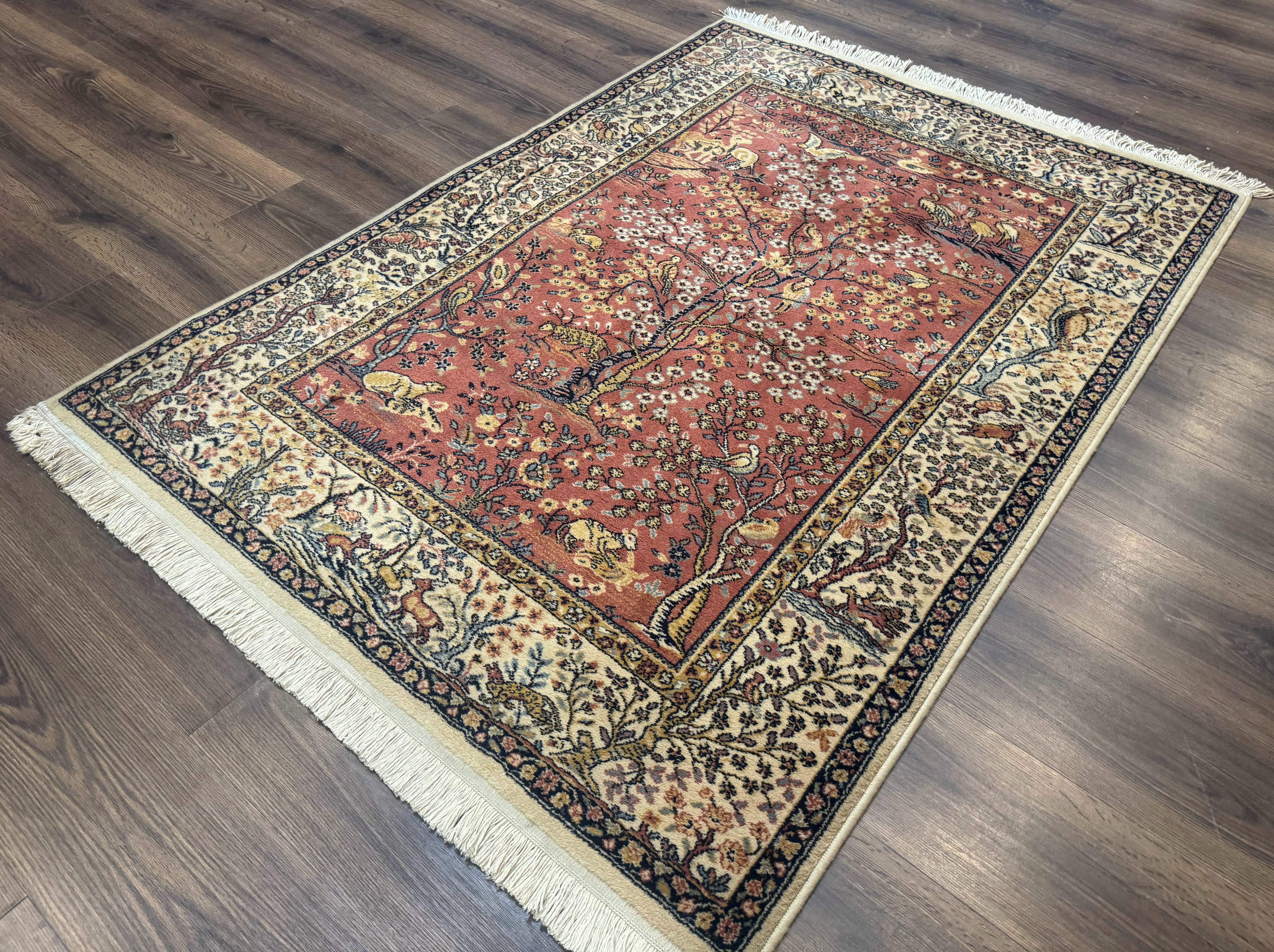 Persian Wool Rug 4x6, Tree of Life Animal Pictorials, Vintage, Power Loomed Ardakan Rug - Image 2