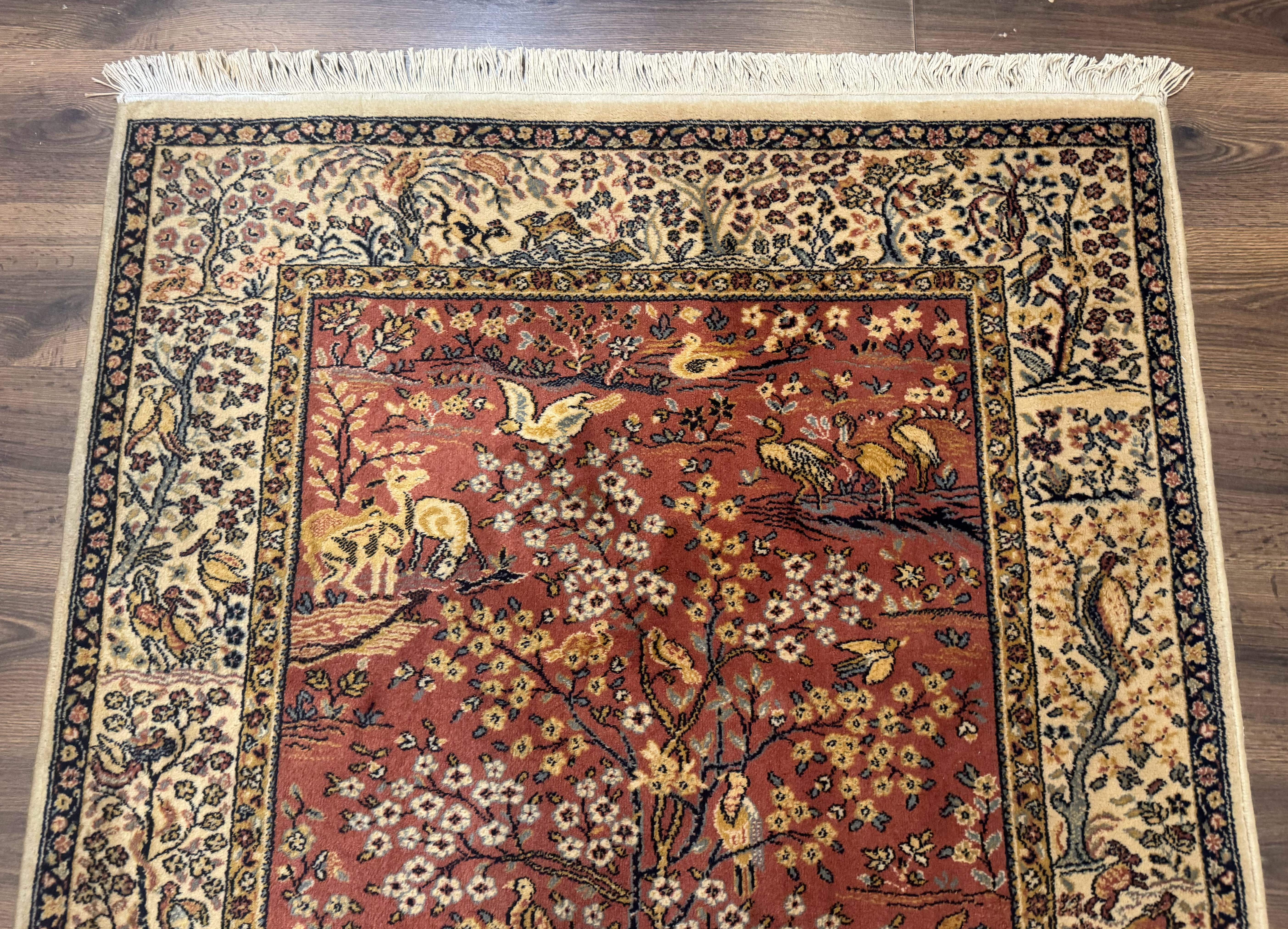 Persian Wool Rug 4x6, Tree of Life Animal Pictorials, Vintage, Power Loomed Ardakan Rug - Image 3