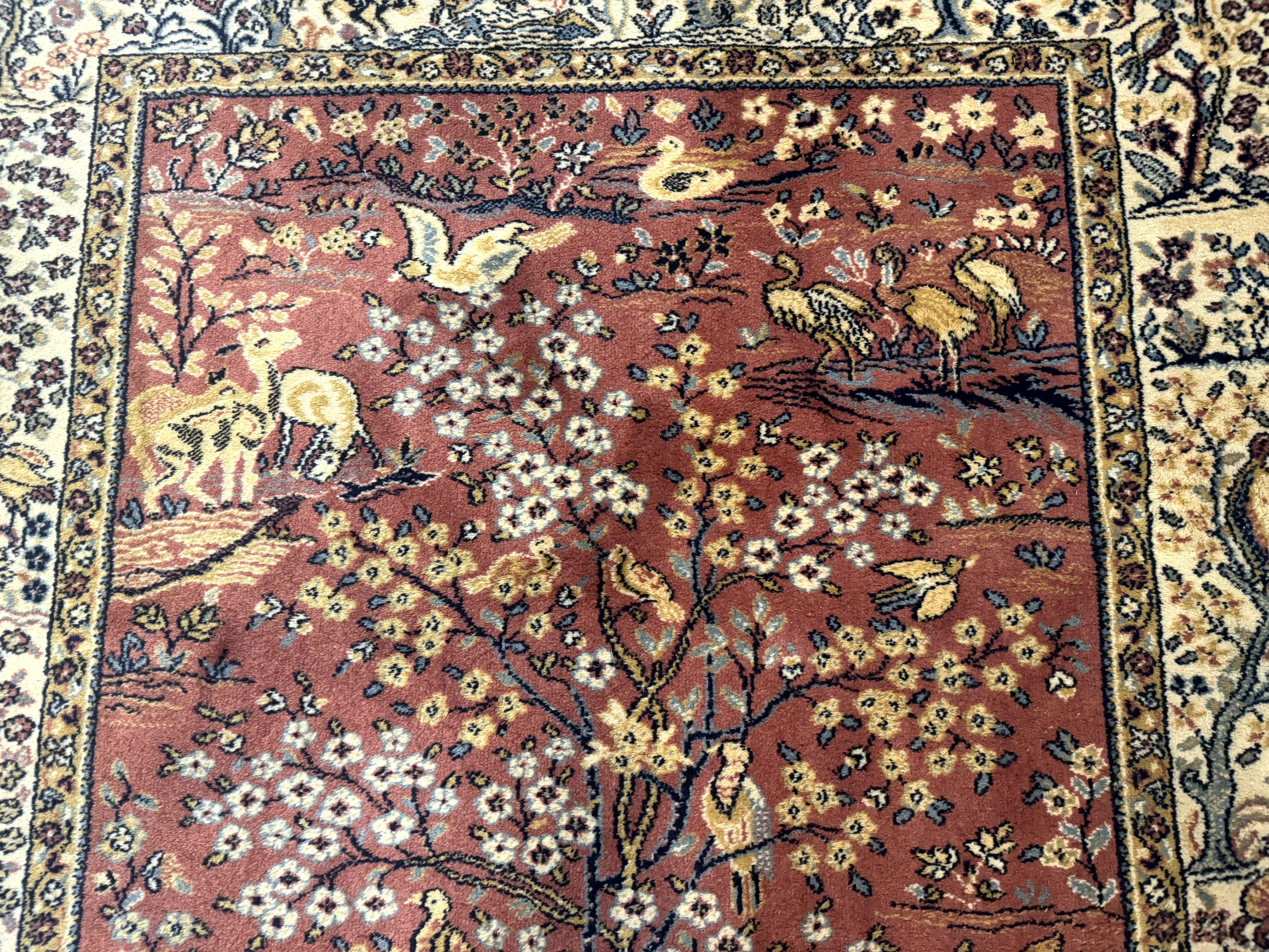 Persian Wool Rug 4x6, Tree of Life Animal Pictorials, Vintage, Power Loomed Ardakan Rug - Image 4