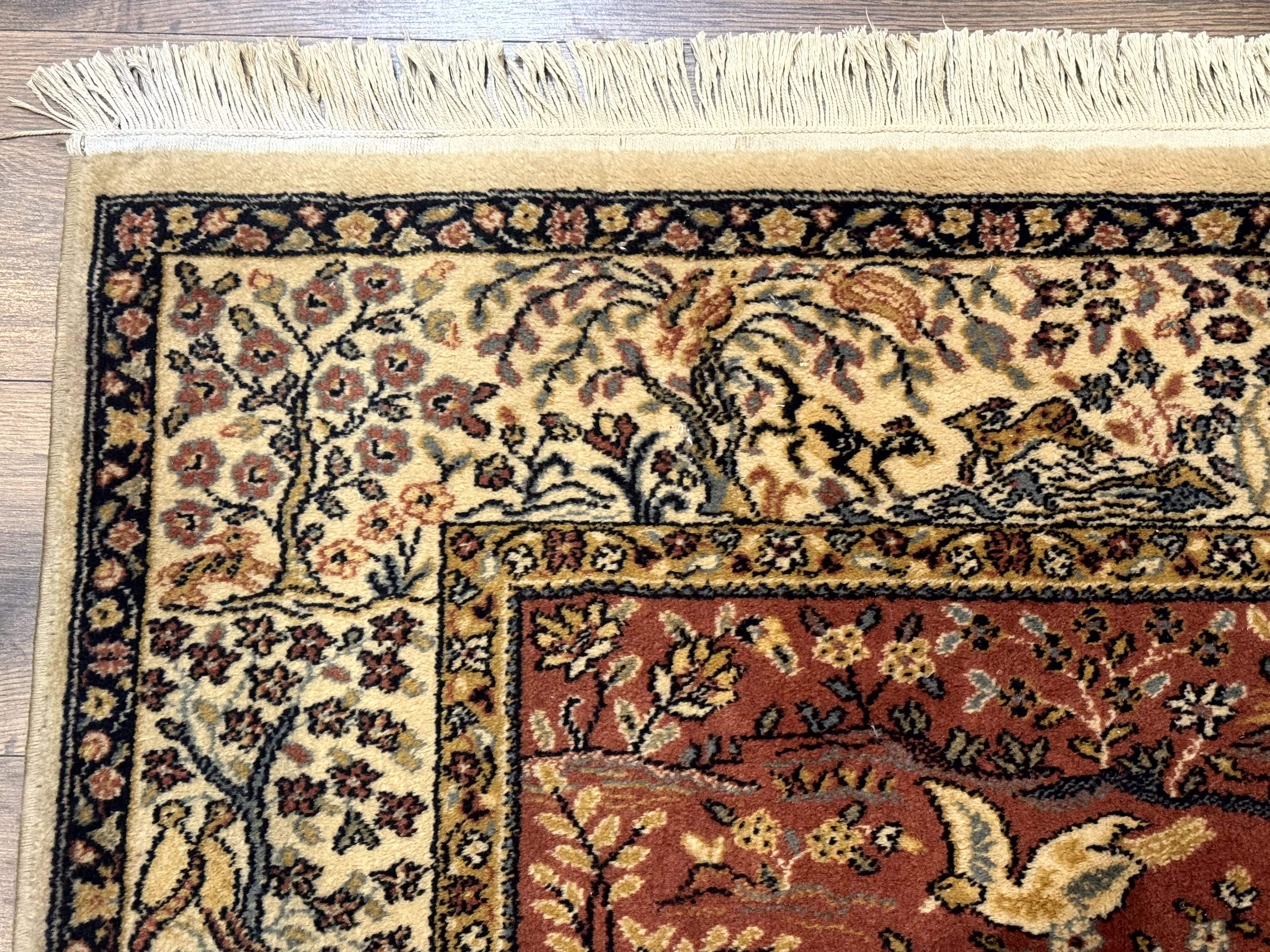Persian Wool Rug 4x6, Tree of Life Animal Pictorials, Vintage, Power Loomed Ardakan Rug - Image 6