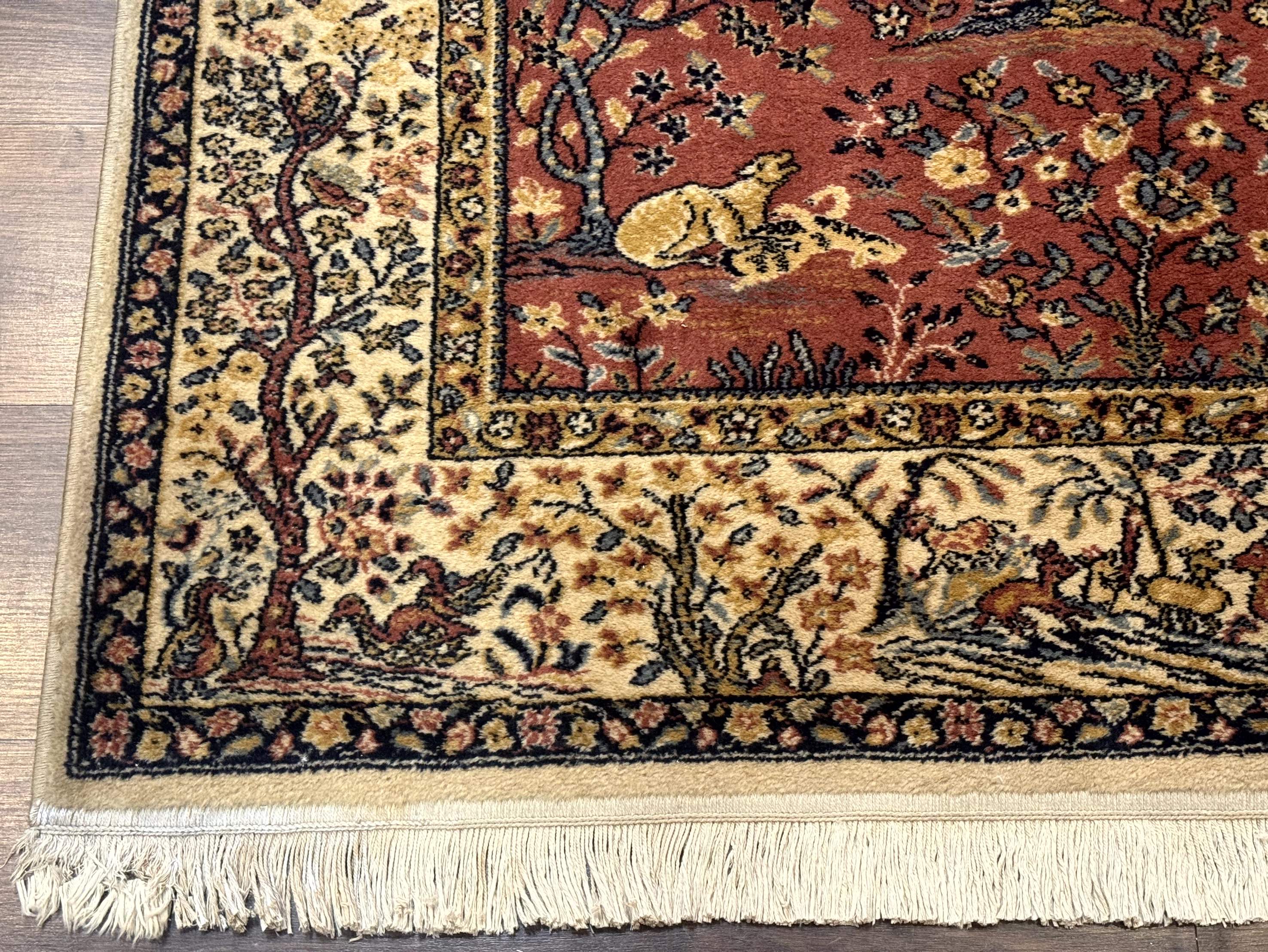 Persian Wool Rug 4x6, Tree of Life Animal Pictorials, Vintage, Power Loomed Ardakan Rug - Image 8