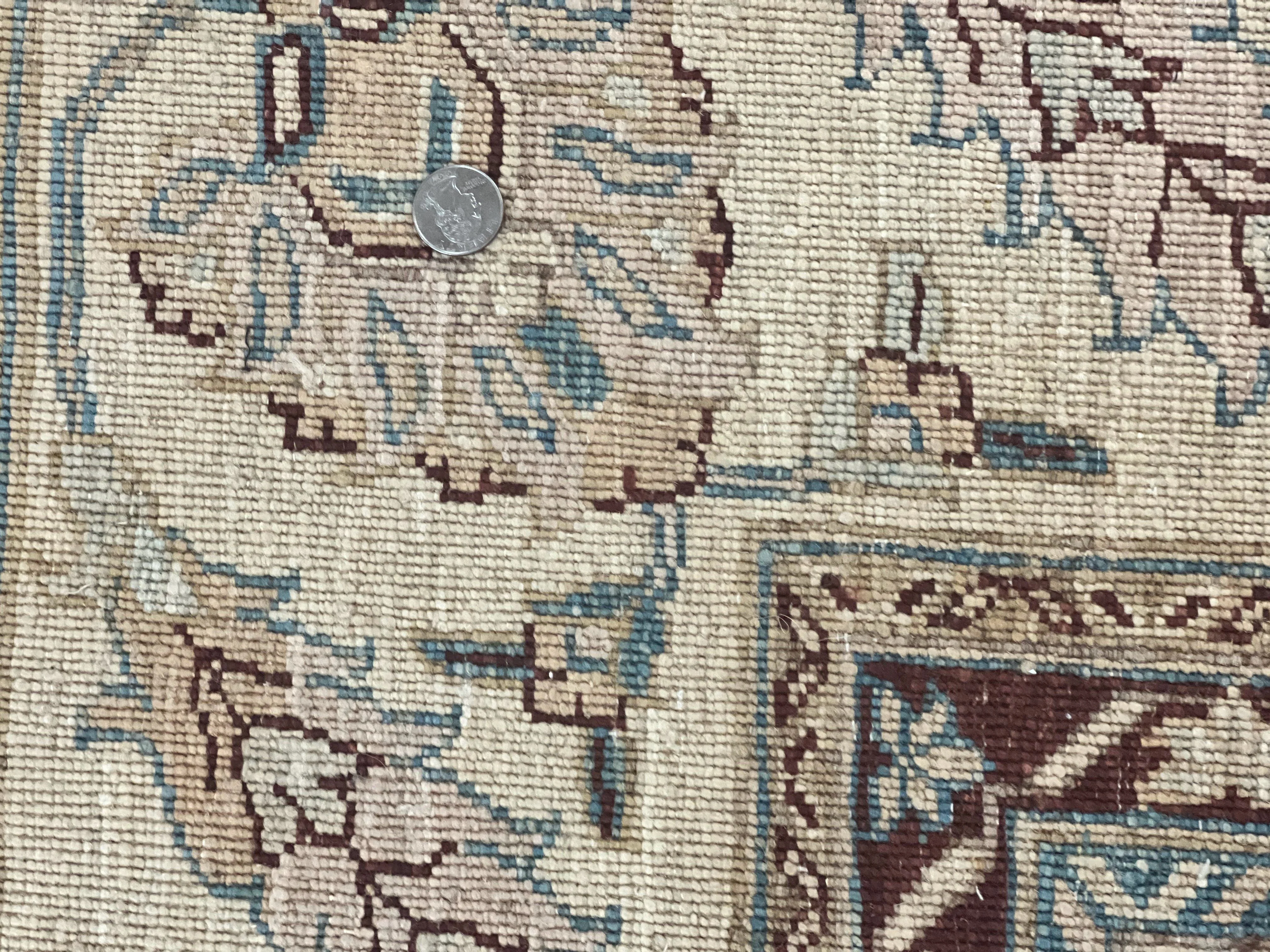 Peshawar Rug 9x11, Pakistani Oriental Carpet, Maroon and Beige, Floral Allover, Wool Hand Knotted Handmade Vintage Rug - Image 10